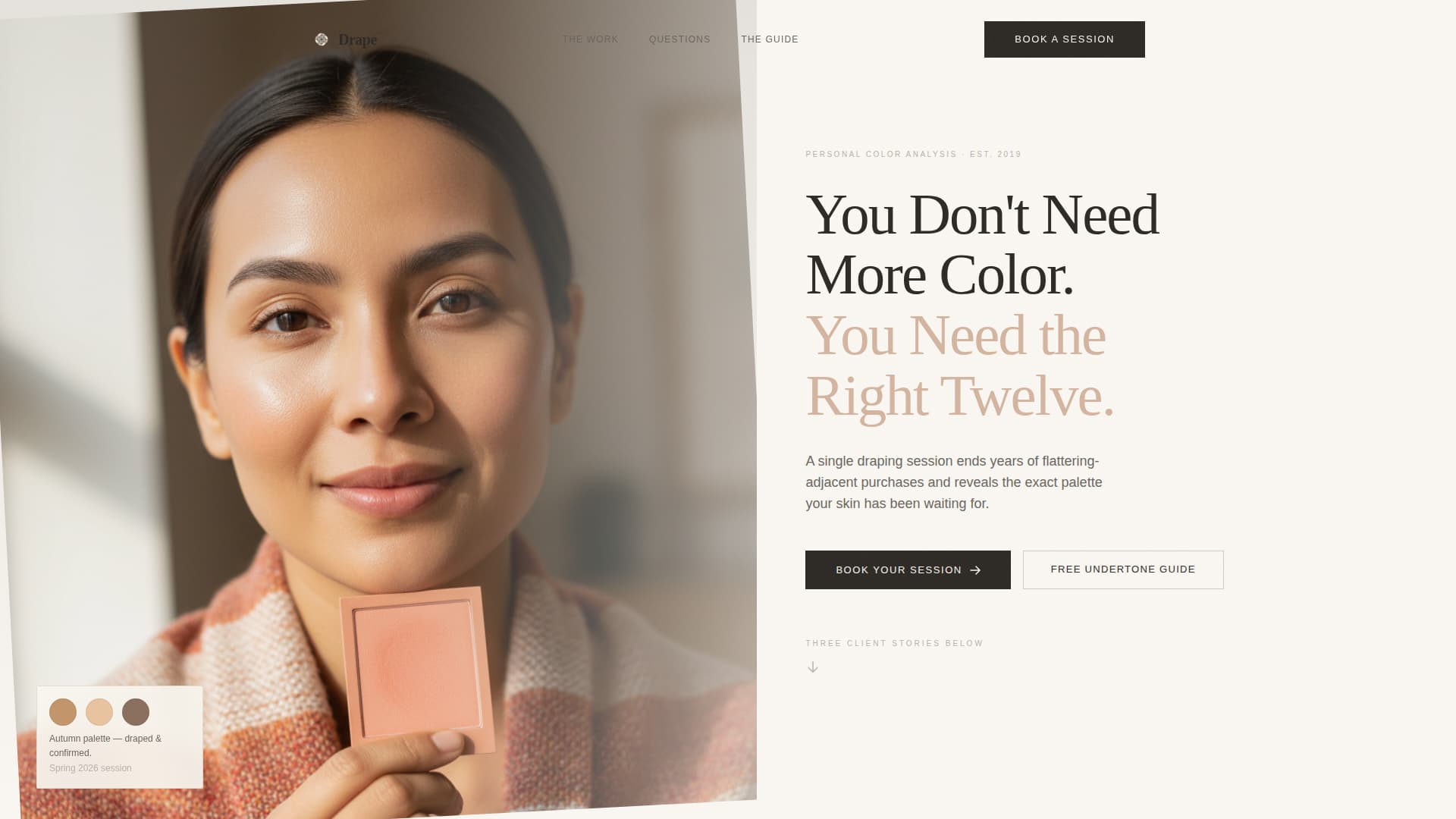 Color Analyst Booking Website Template