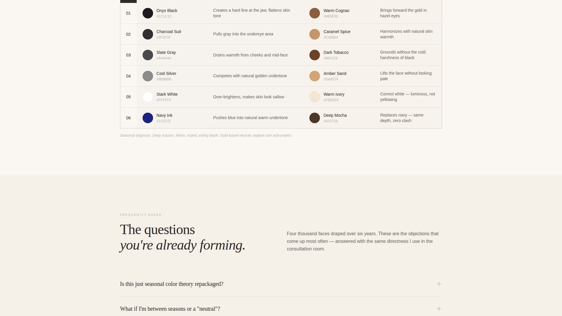 Color Analyst Booking Website Template