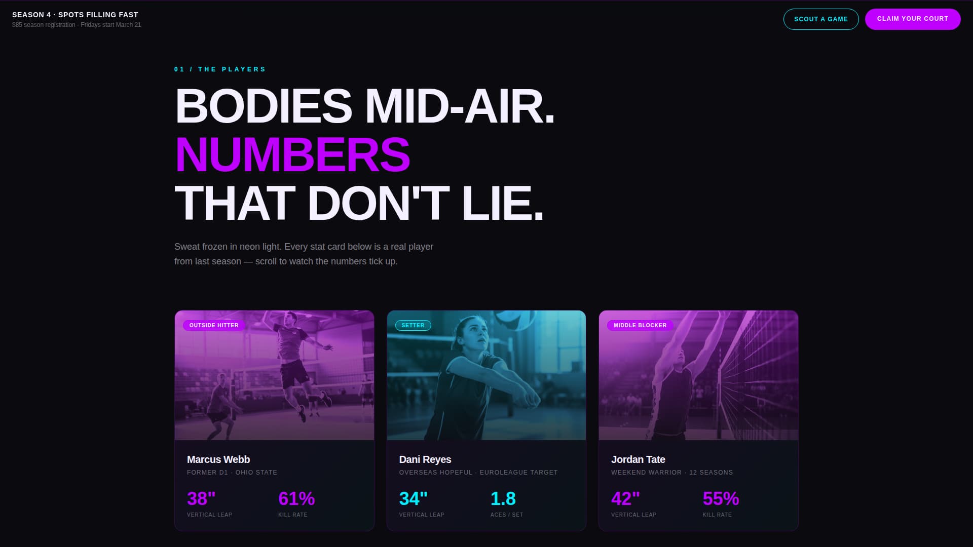 Thunder — Fierce Court Competition Landing Page Template