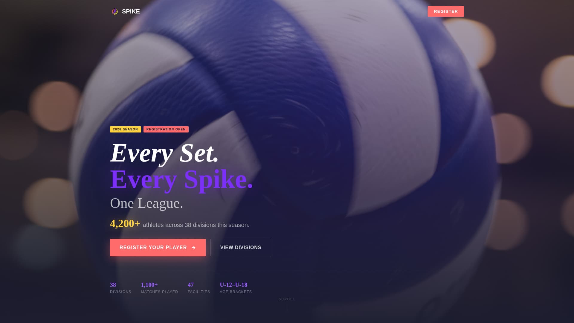 Spike - Dynamic Volleyball Landing Page Template