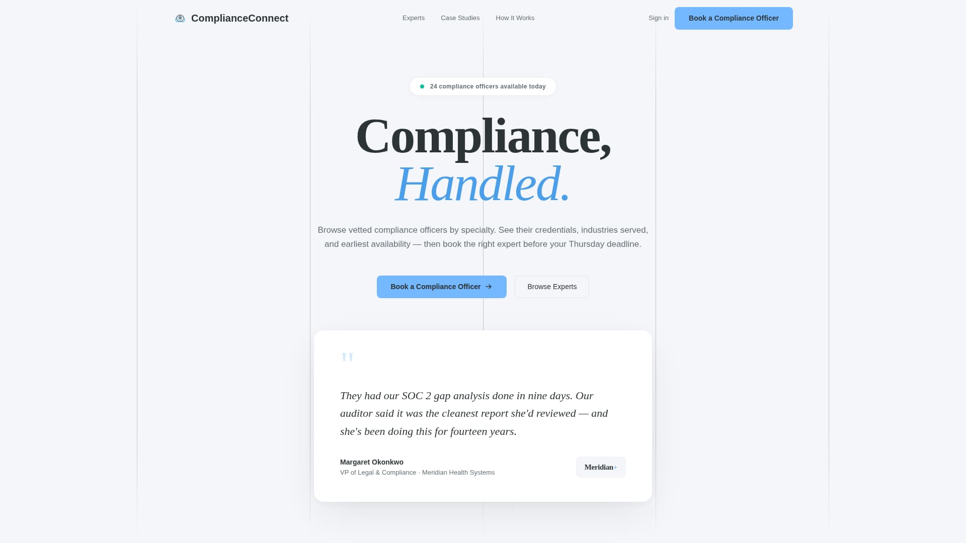 Comply — Authoritative Regulatory Landing Page Template