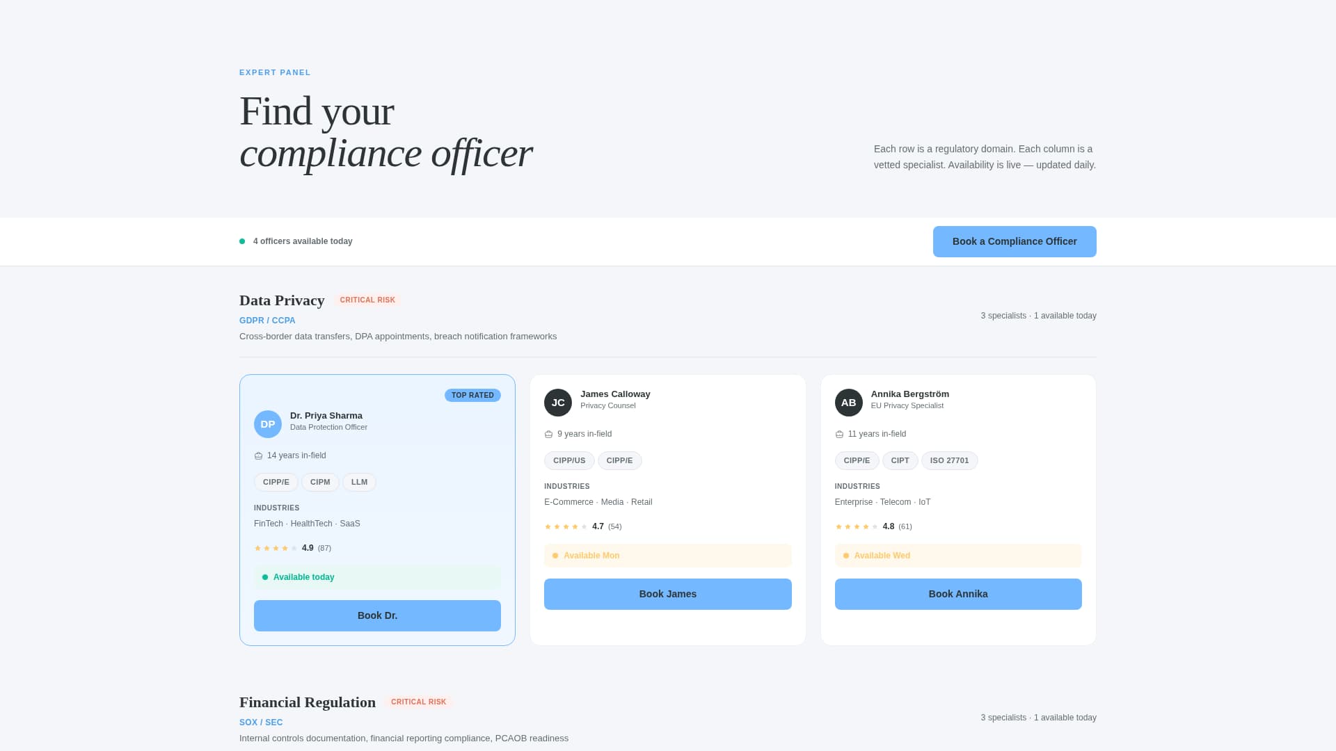 Comply — Authoritative Regulatory Landing Page Template