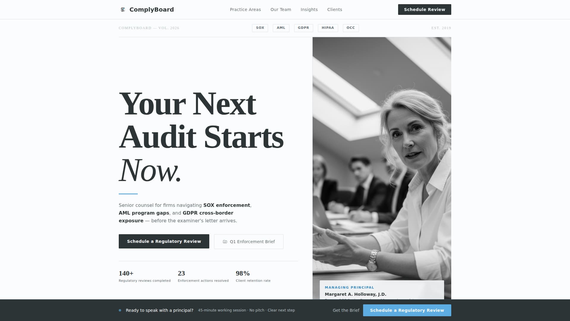 Comply — Certified Risk Management Landing Page Template