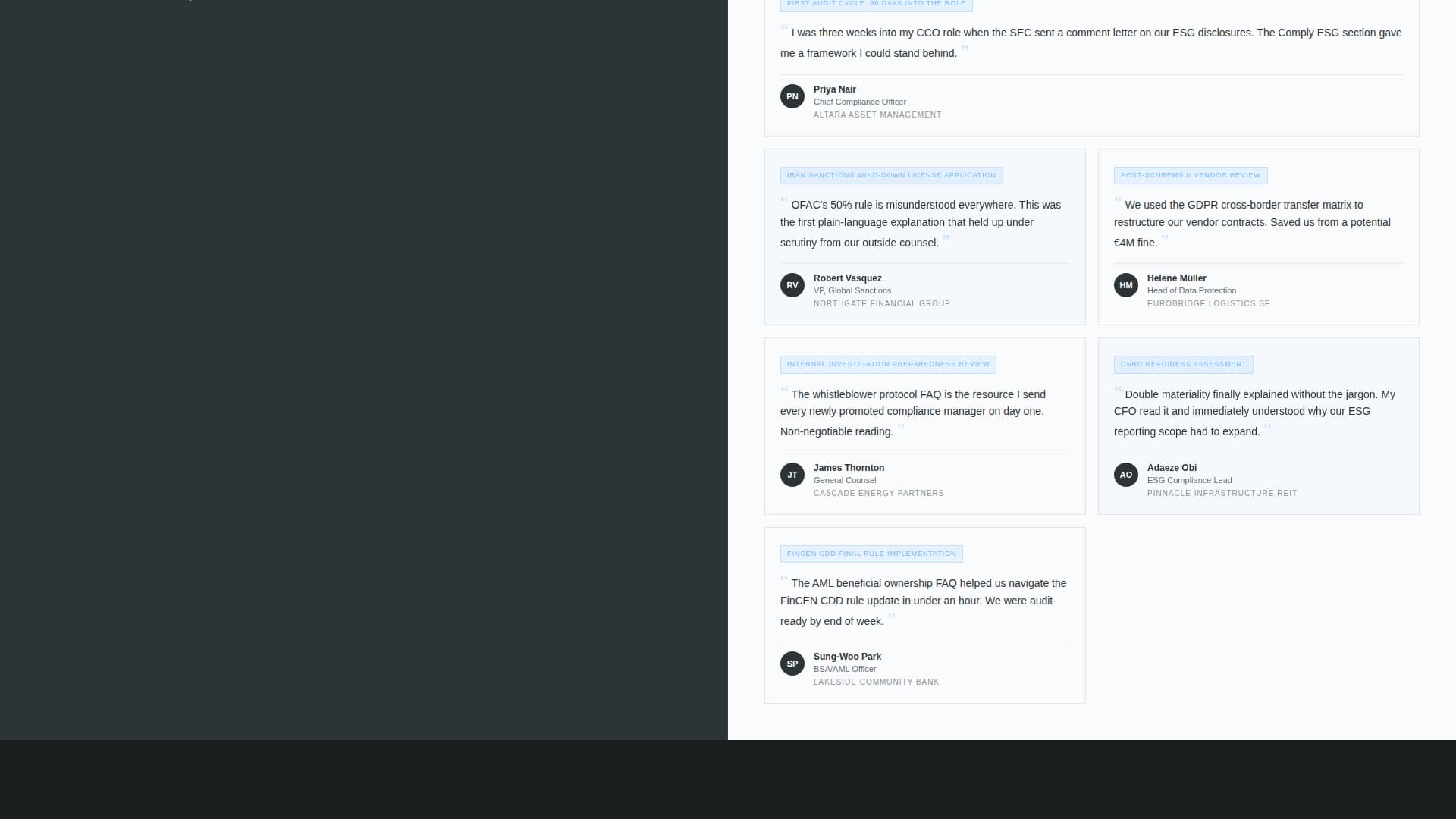 Comply — Expert Standards Advisory Landing Page Template