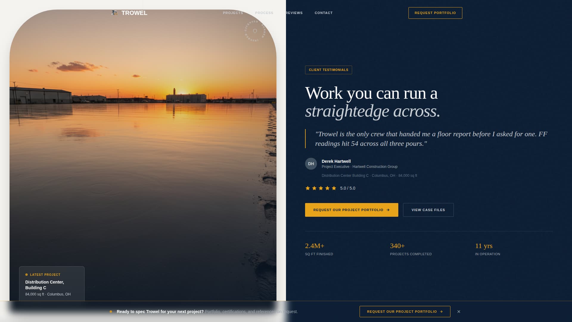 Trowel - Authoritative Concrete Landing Page Template