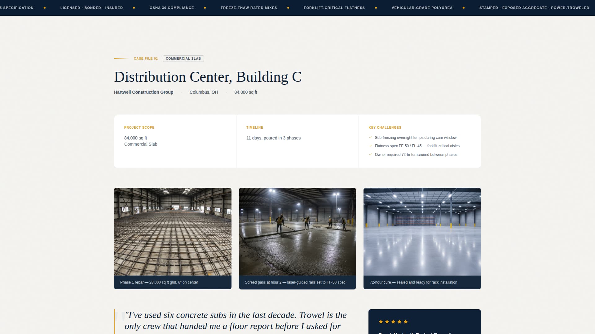 Trowel - Authoritative Concrete Landing Page Template