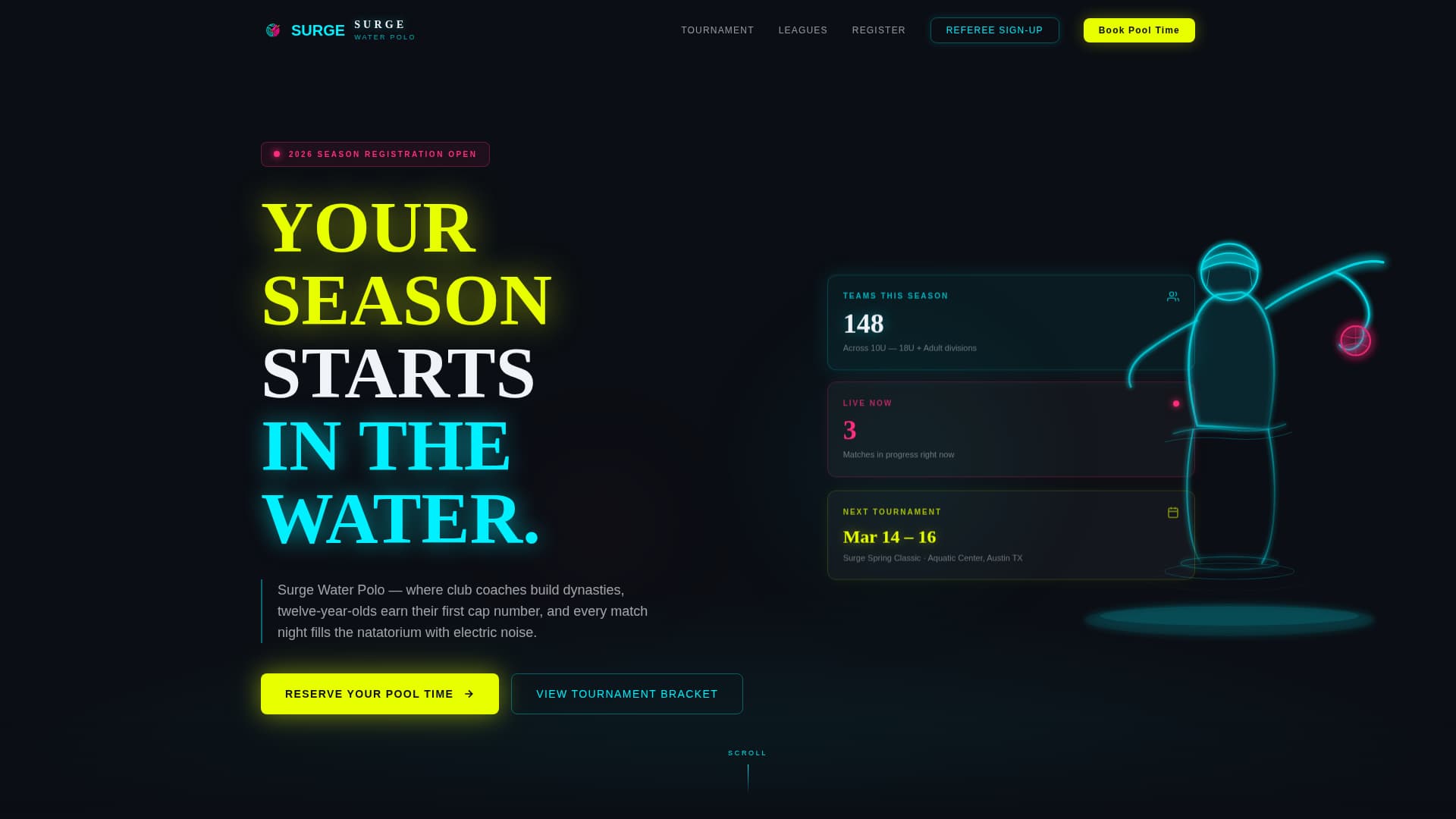 Surge - Electric Waterpolo Landing Page Template