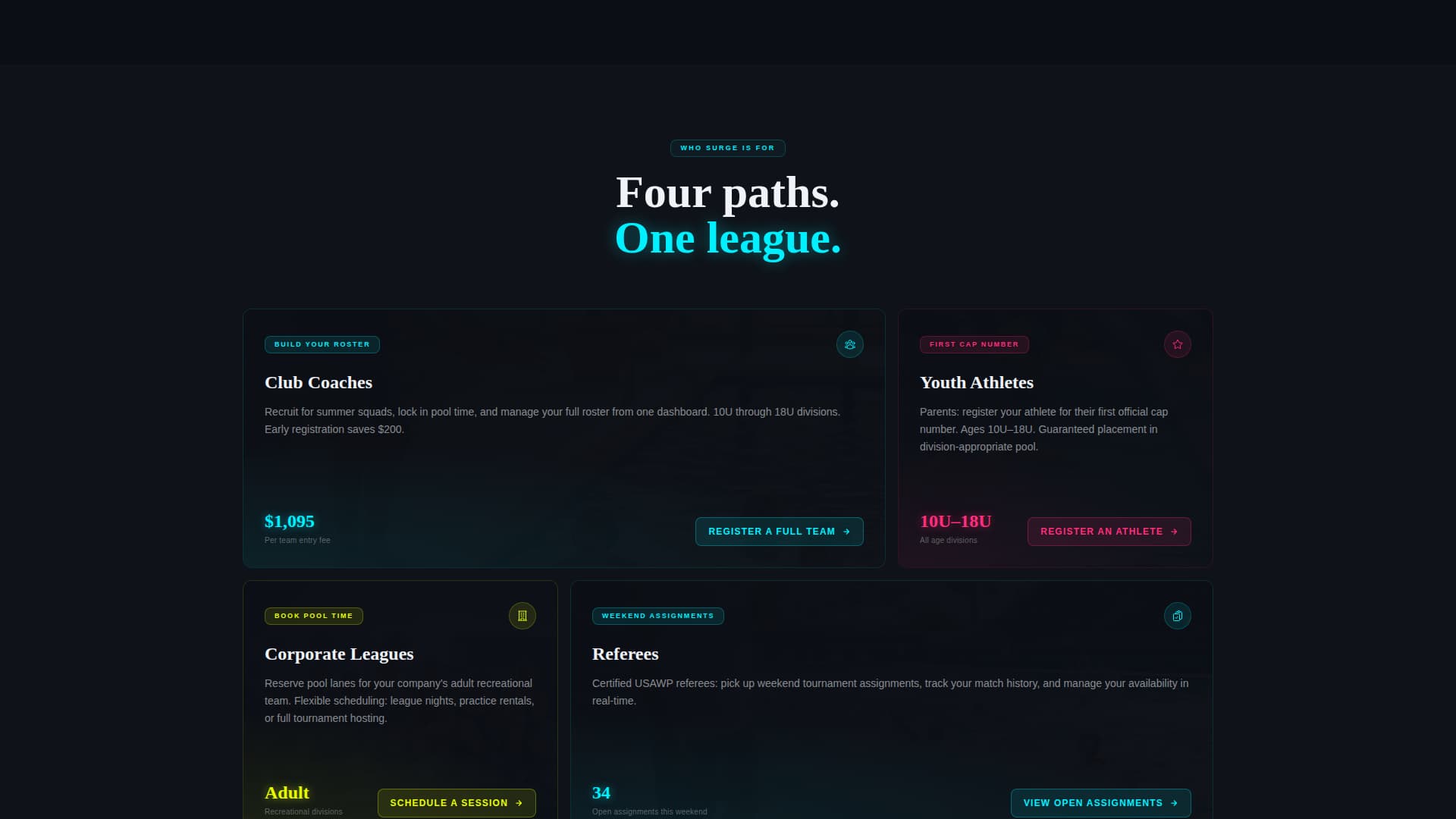 Surge - Electric Waterpolo Landing Page Template