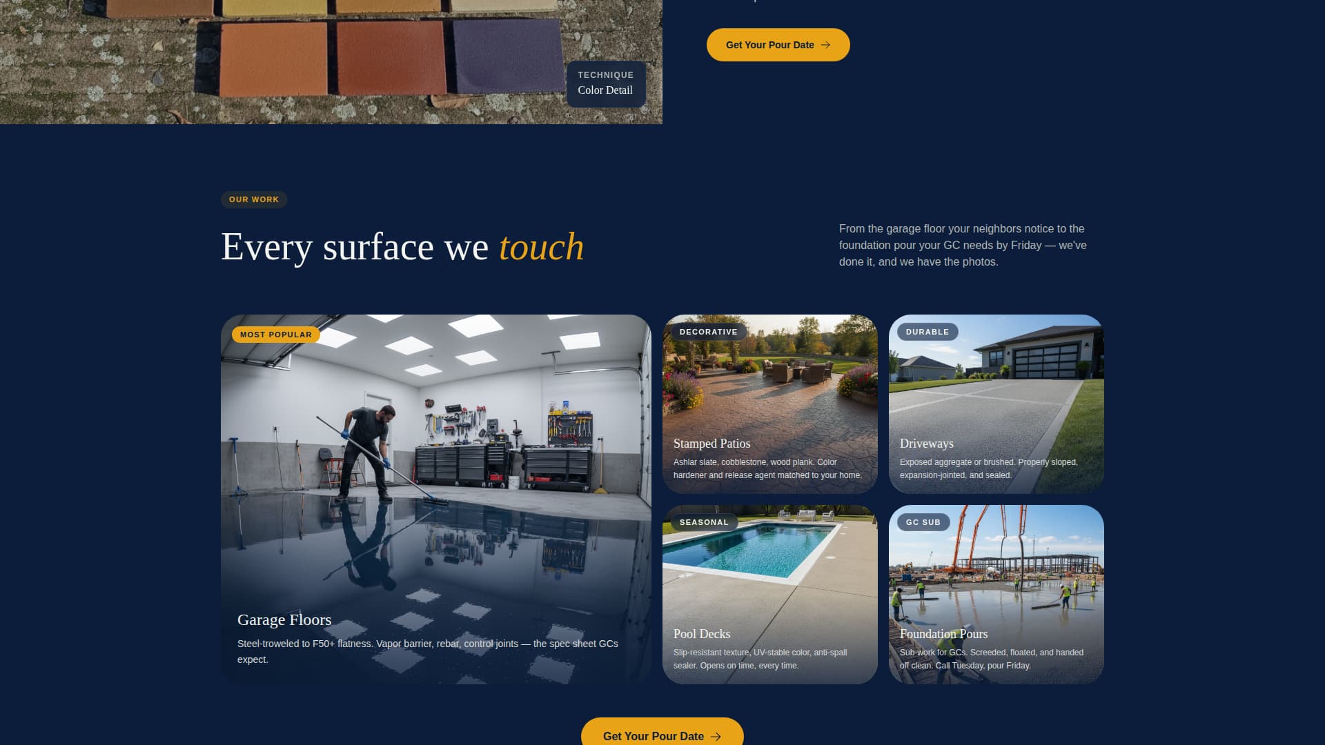 Trowel - Precision Concrete Landing Page Template