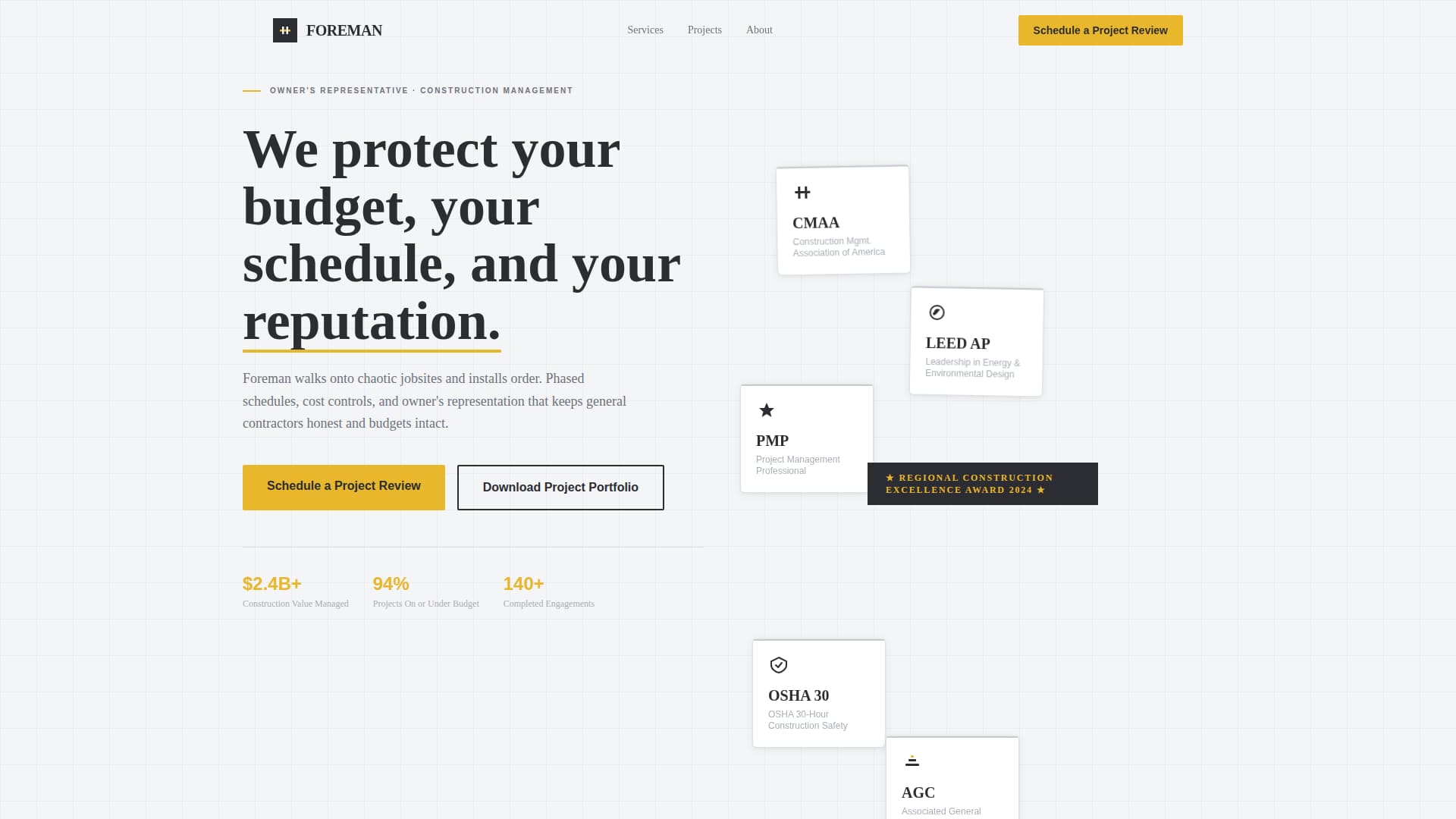 Foreman - Authoritative Constructionmanagement Landing Page Template