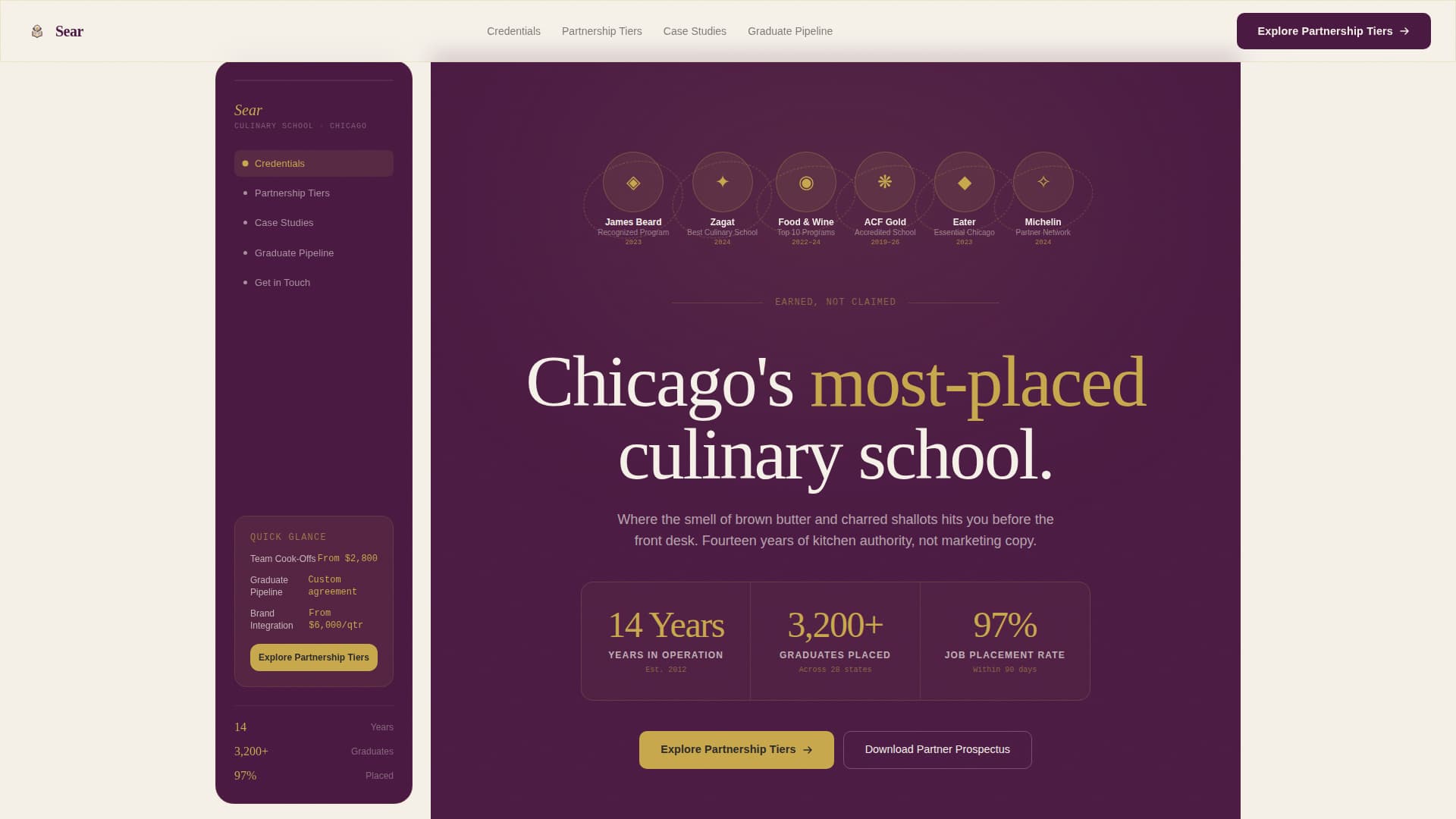 Sear - Prestigious Culinary Landing Page Template