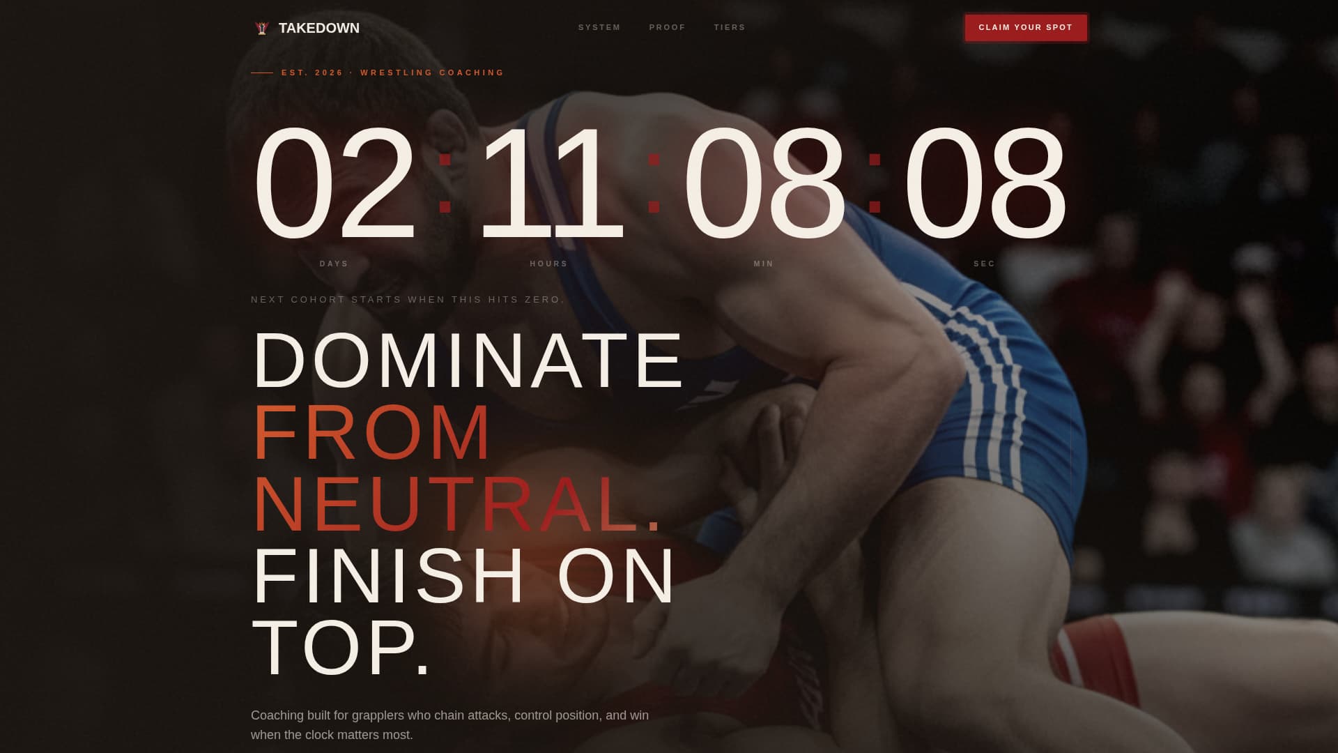 Takedown - Dominant Wrestling Landing Page Template