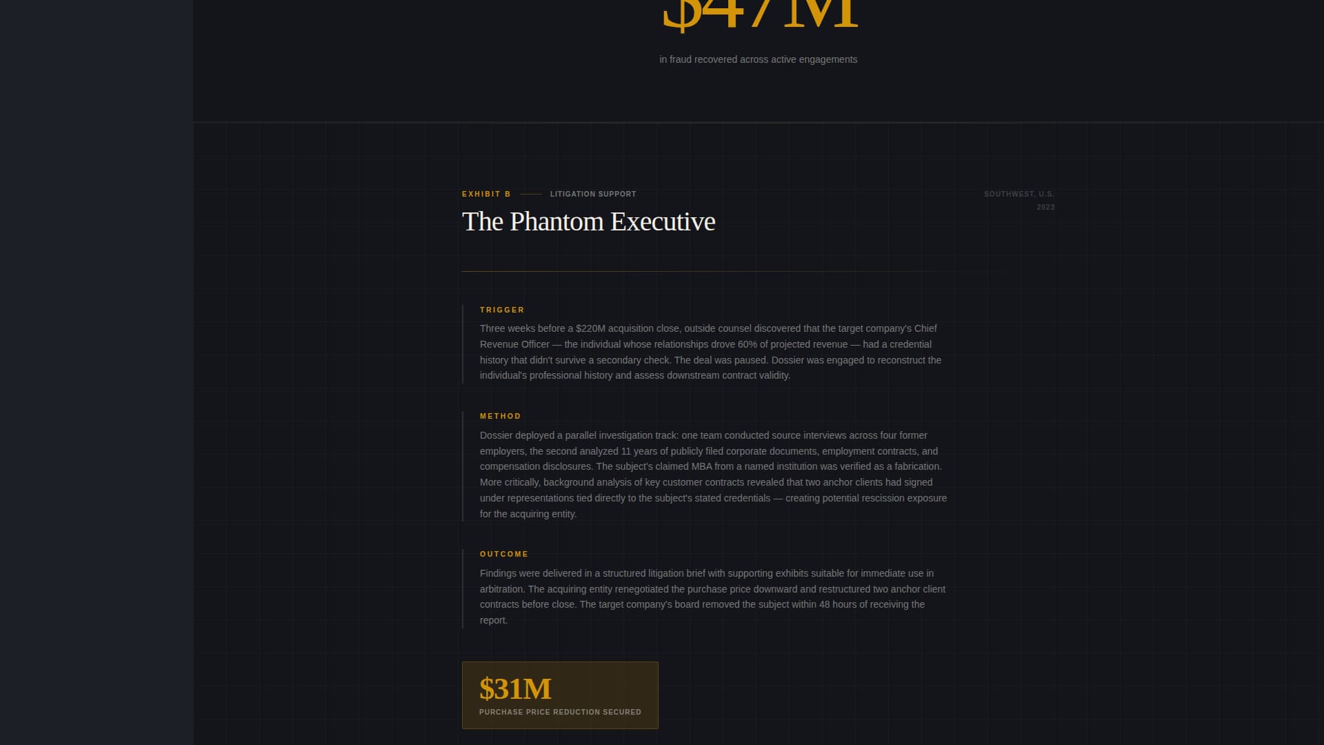 Dossier - Confidential Investigation Landing Page Template
