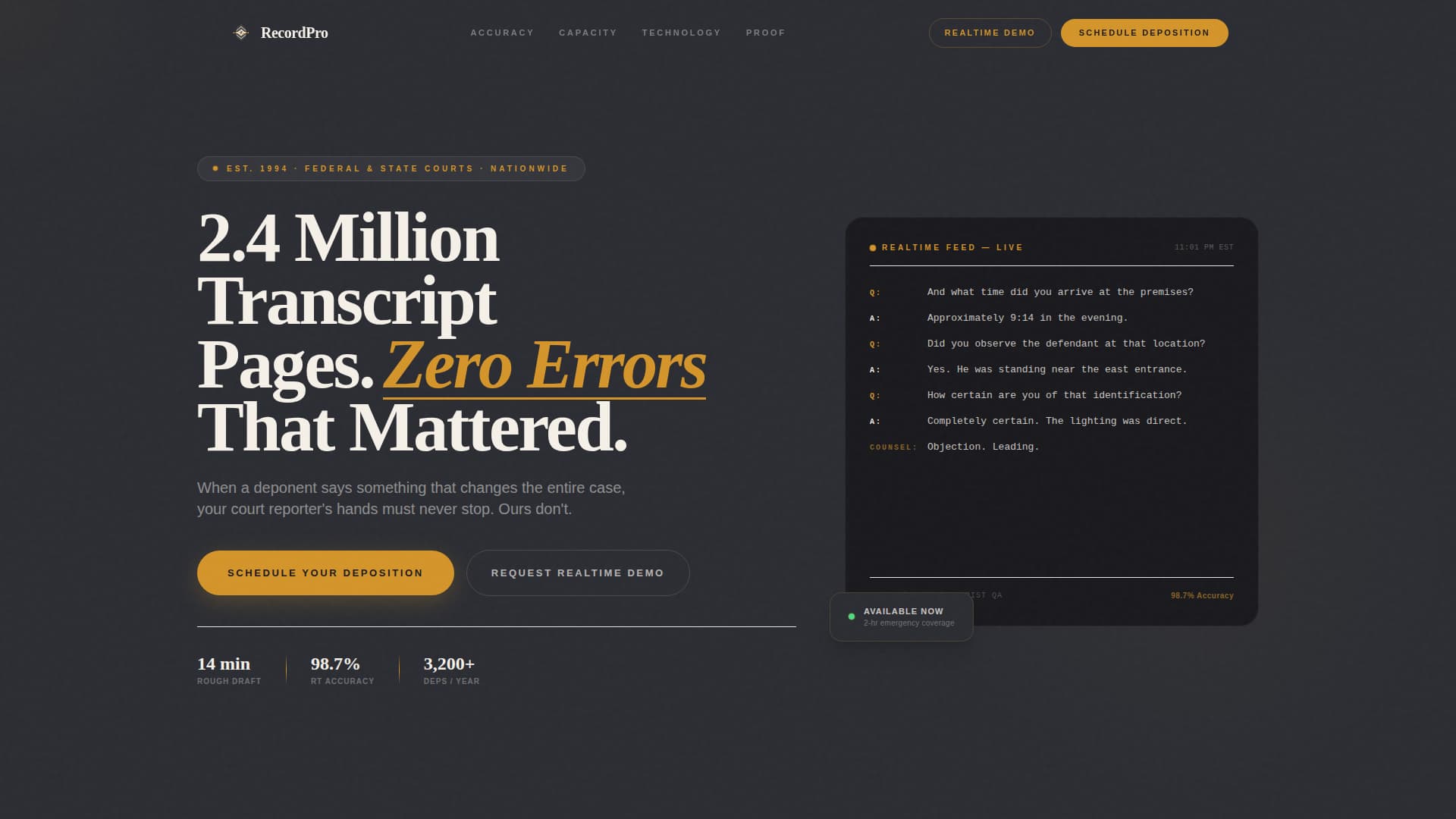 Record - Authoritative Courtreporter Landing Page Template