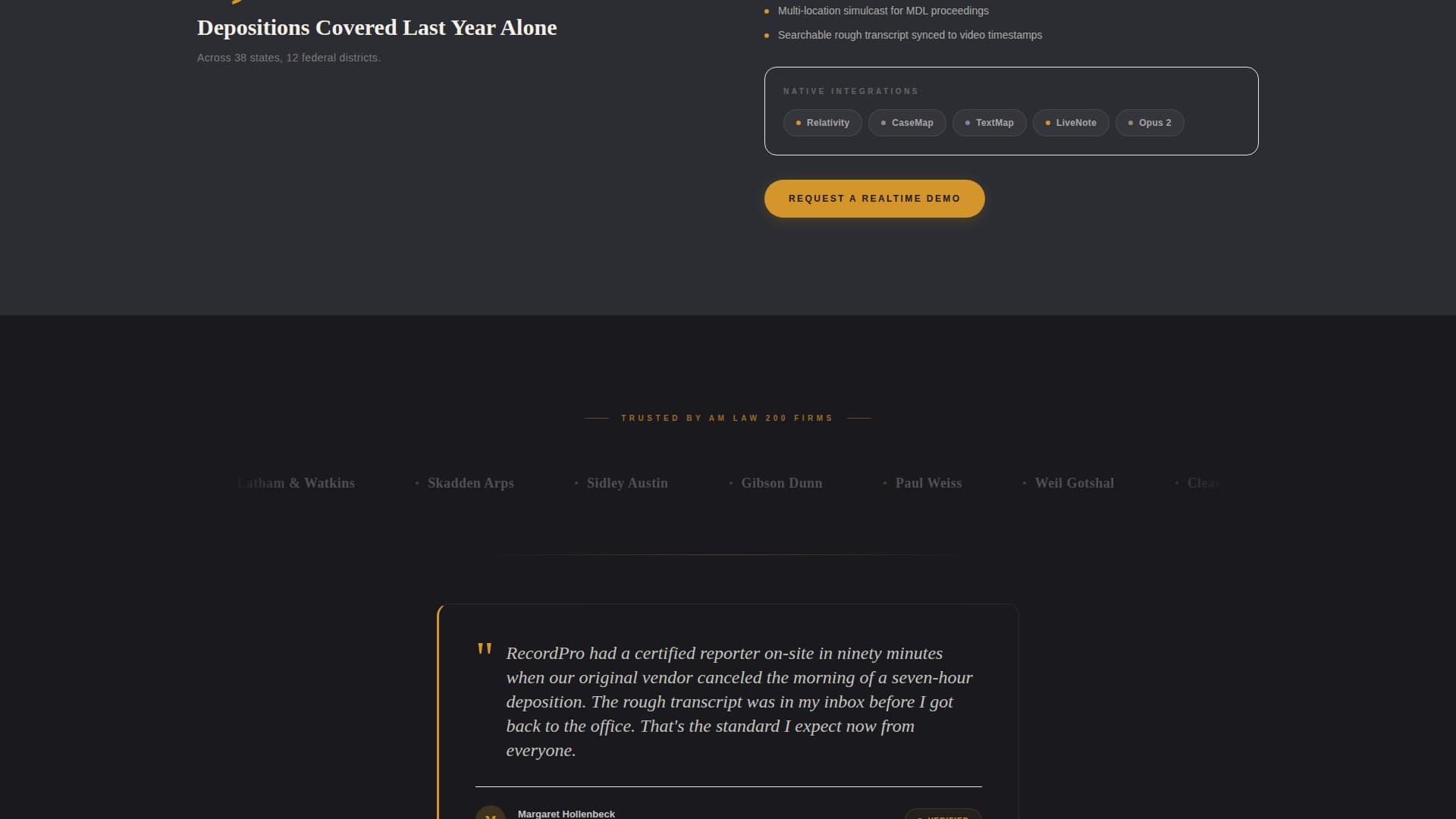Record - Authoritative Courtreporter Landing Page Template