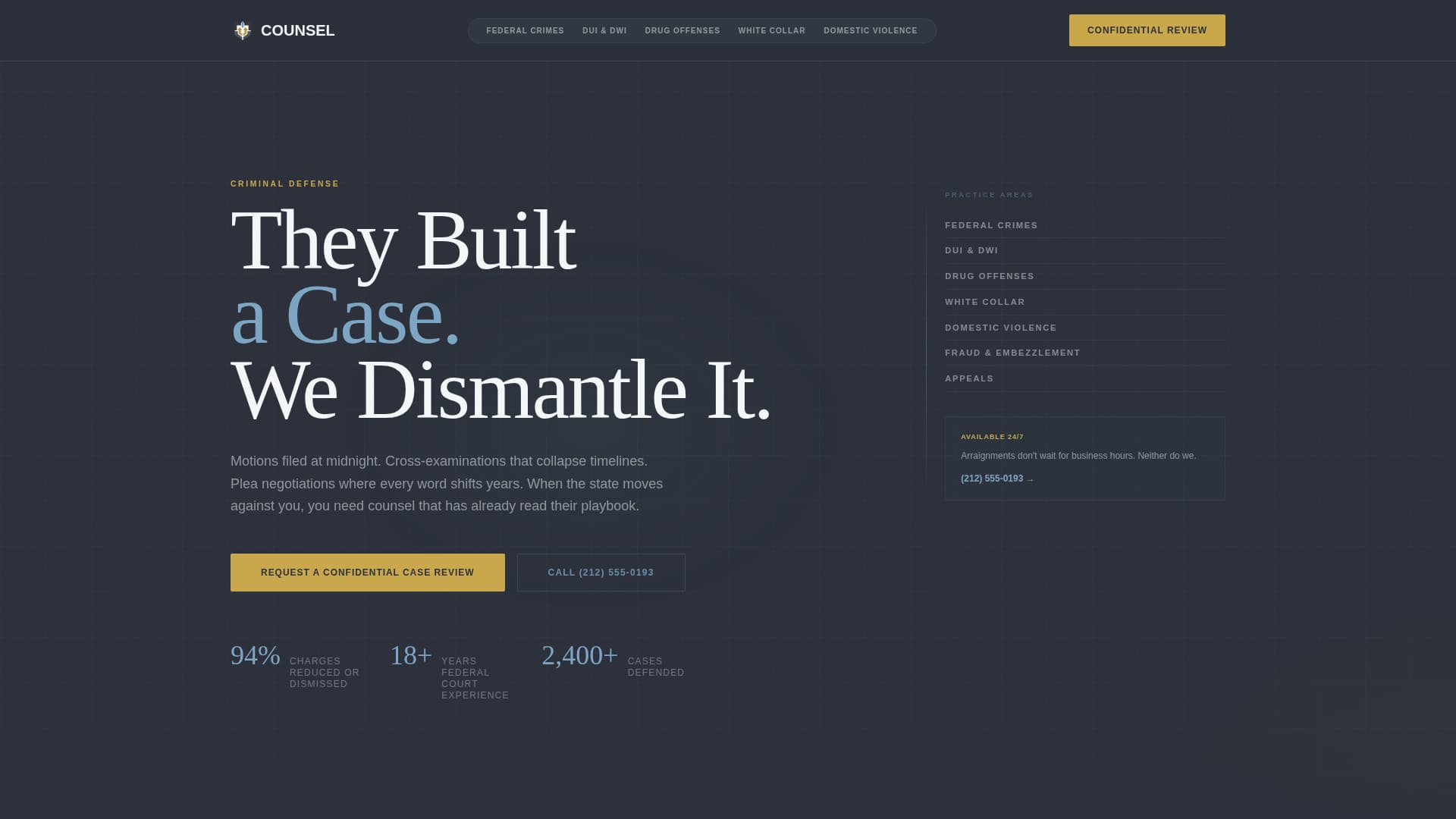 Counsel - Precision Defense Landing Page Template