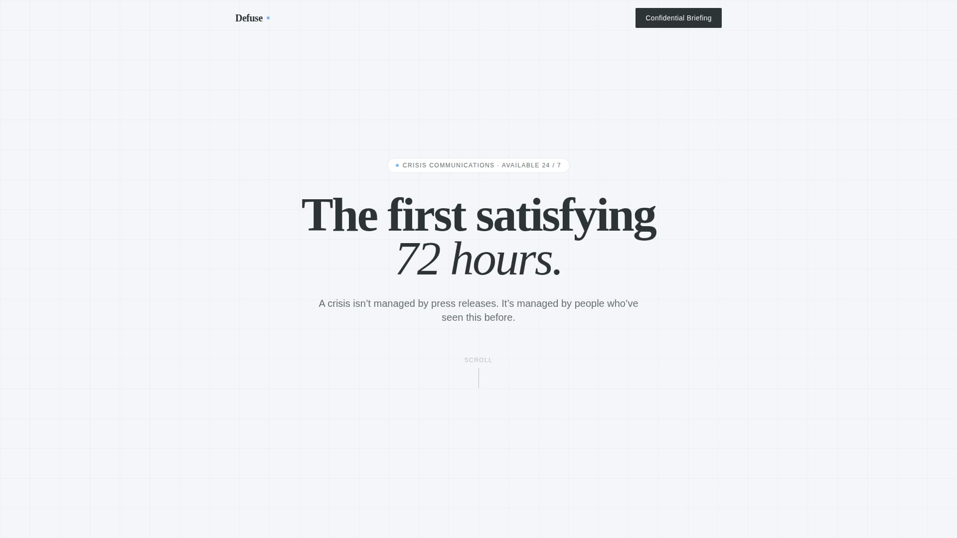 Defuse - Authoritative Crisiscommunications Landing Page Template
