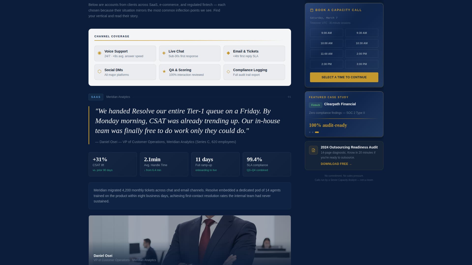 Outsourcing & BPO Specialist Booking Website Template