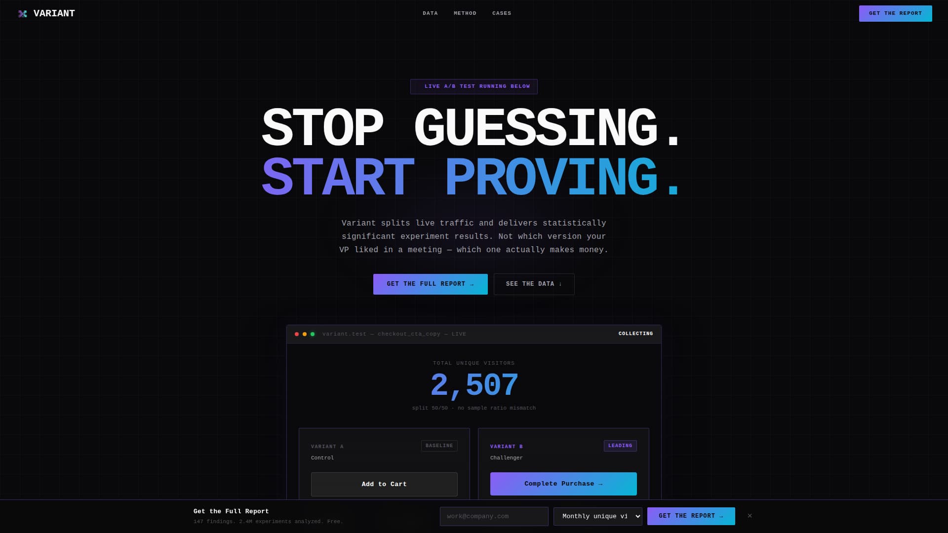 Variant - Powerful A/B Testing Landing Page Template