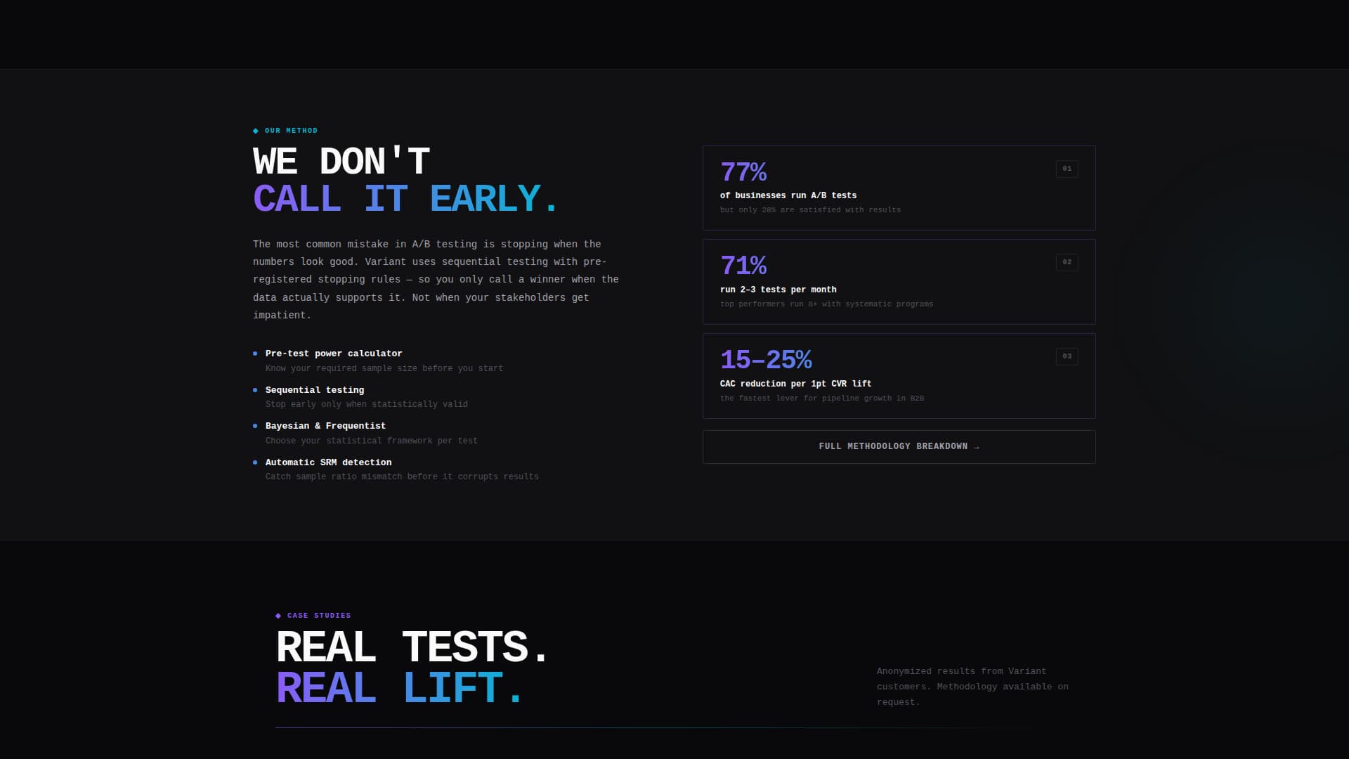 Variant - Powerful A/B Testing Landing Page Template