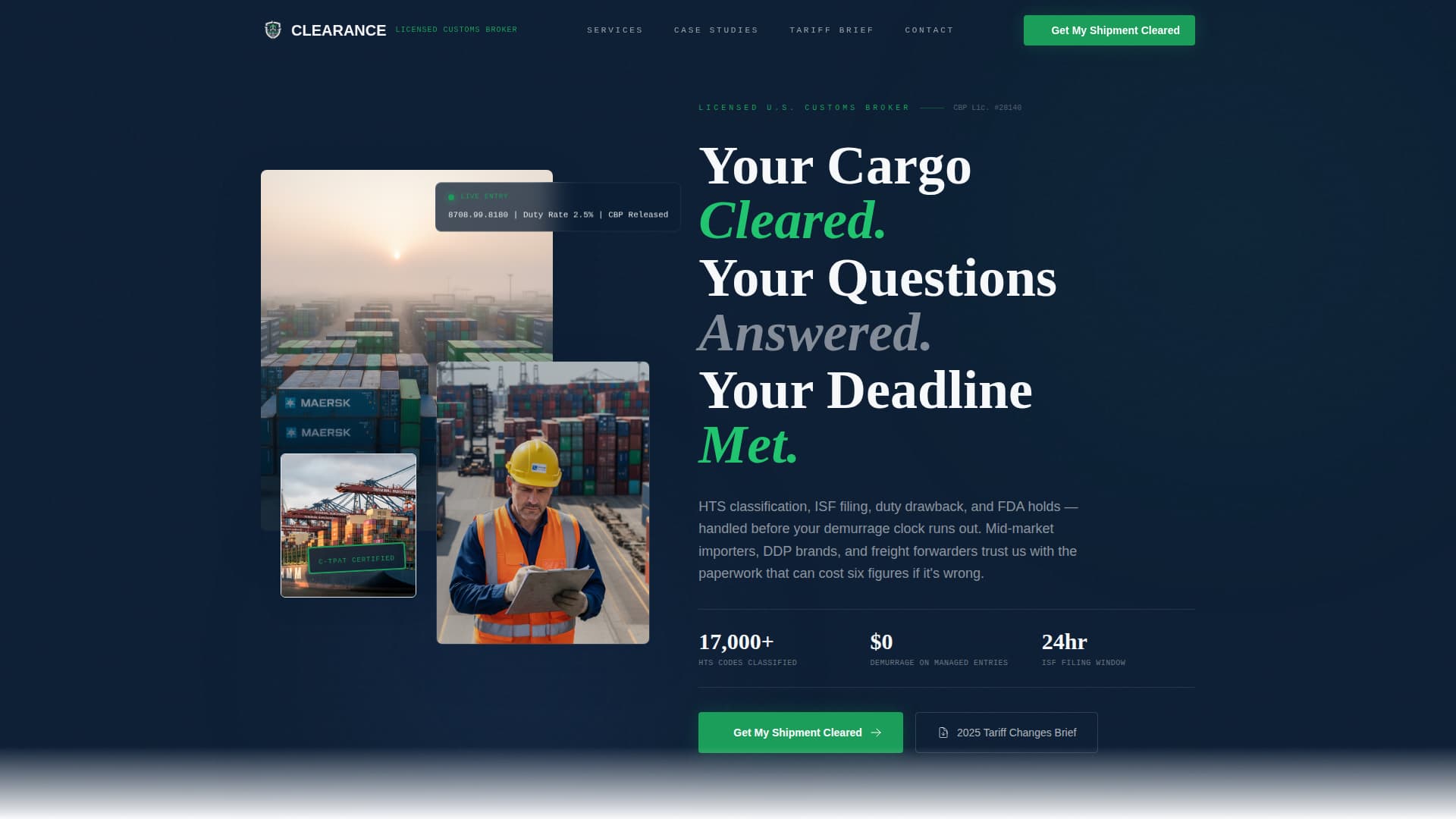 Border — Expert Customs Broker Landing Page Template