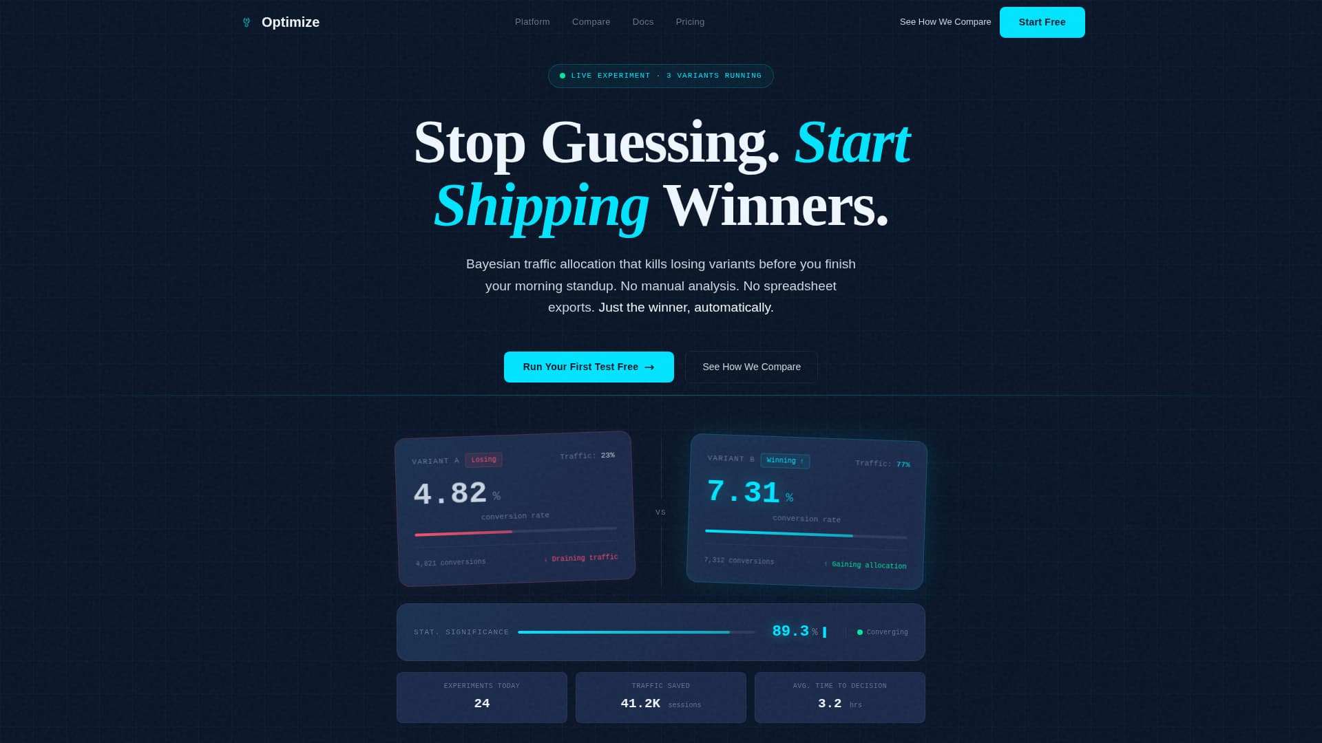 Optimize - Intelligent A/B Testing Landing Page Template