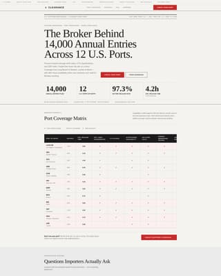 Customs Broker FAQ Website Template