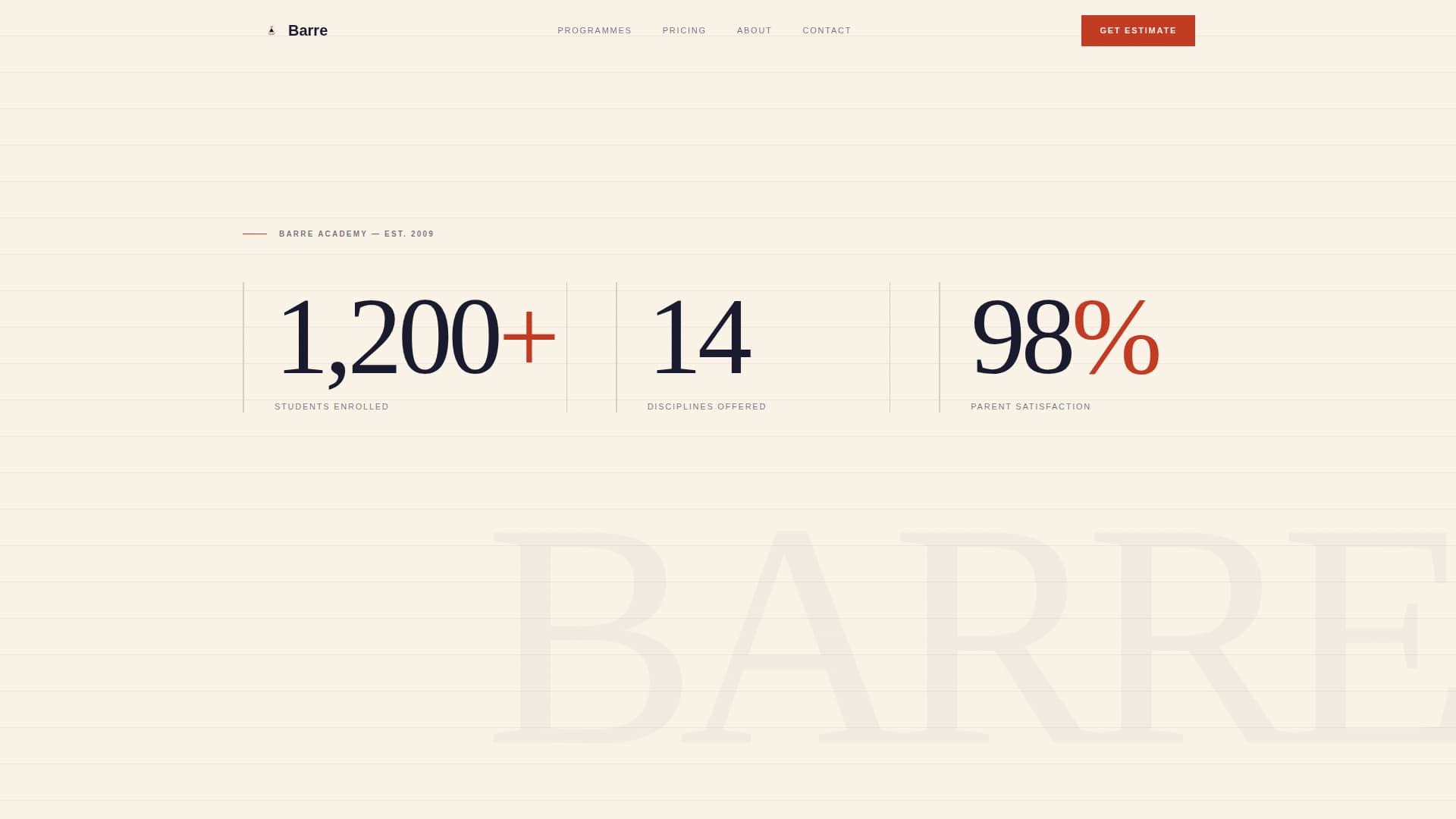 Barre - Precision Dance Landing Page Template