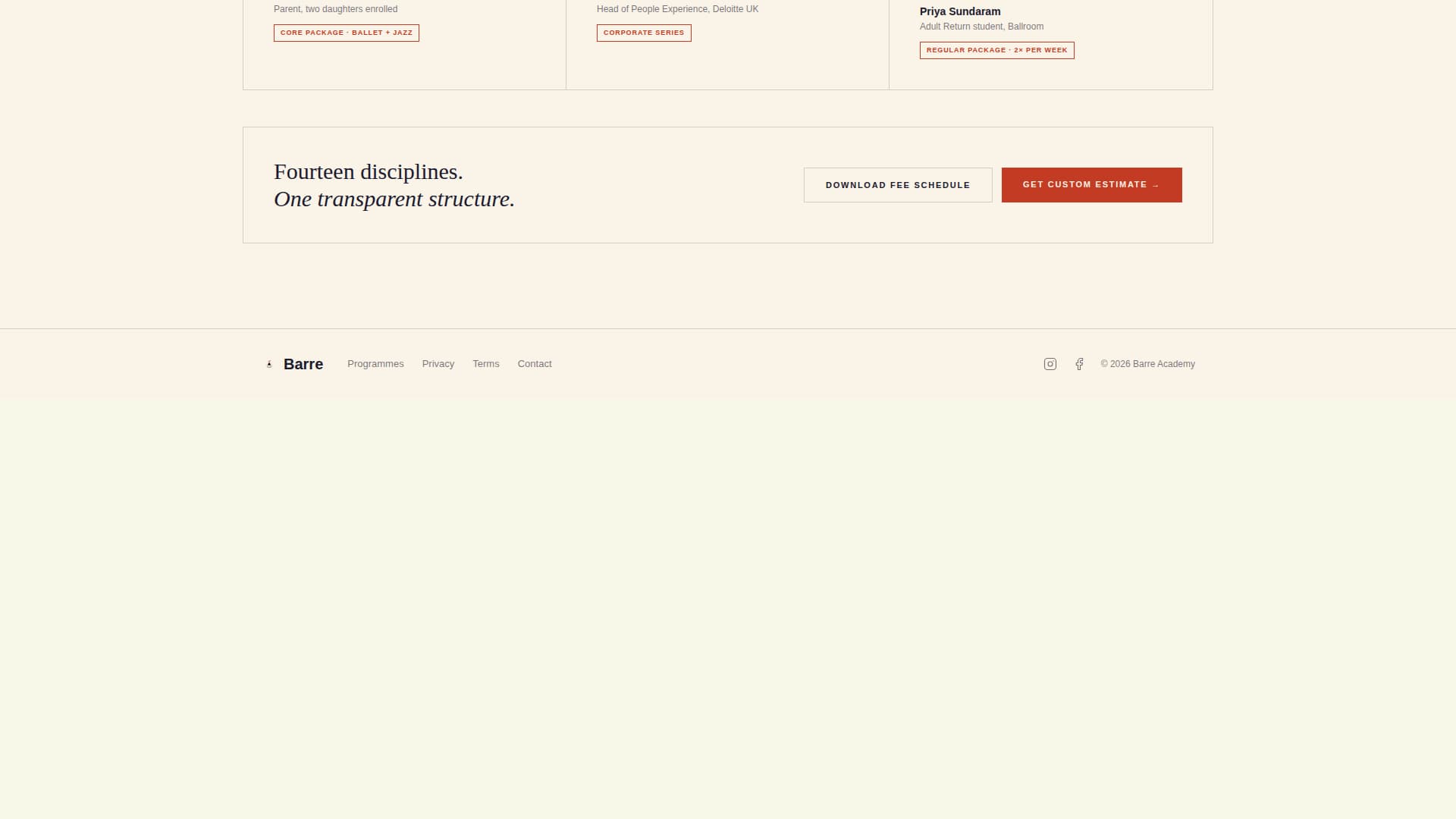 Barre - Precision Dance Landing Page Template