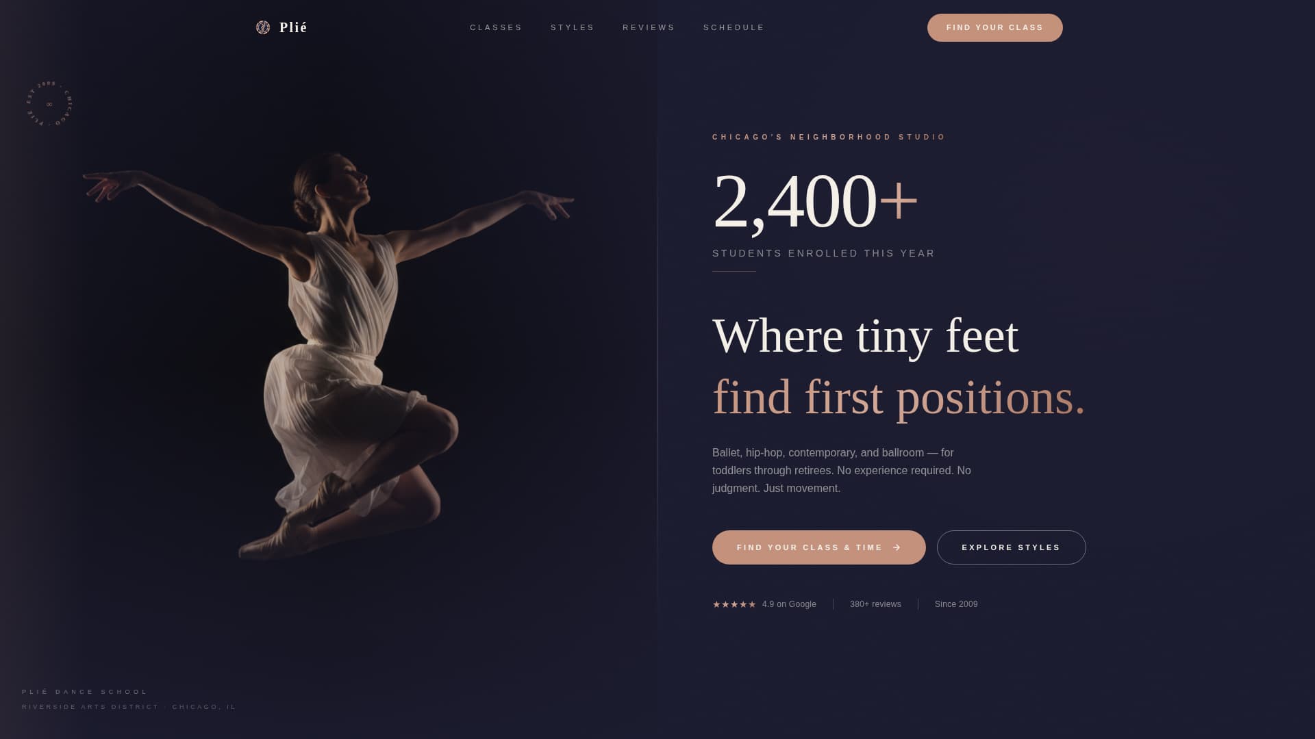 Pirouette — Refined Dance Studio Landing Page Template