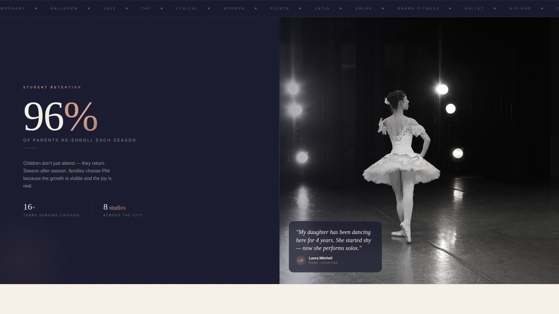 Pirouette — Refined Dance Studio Landing Page Template
