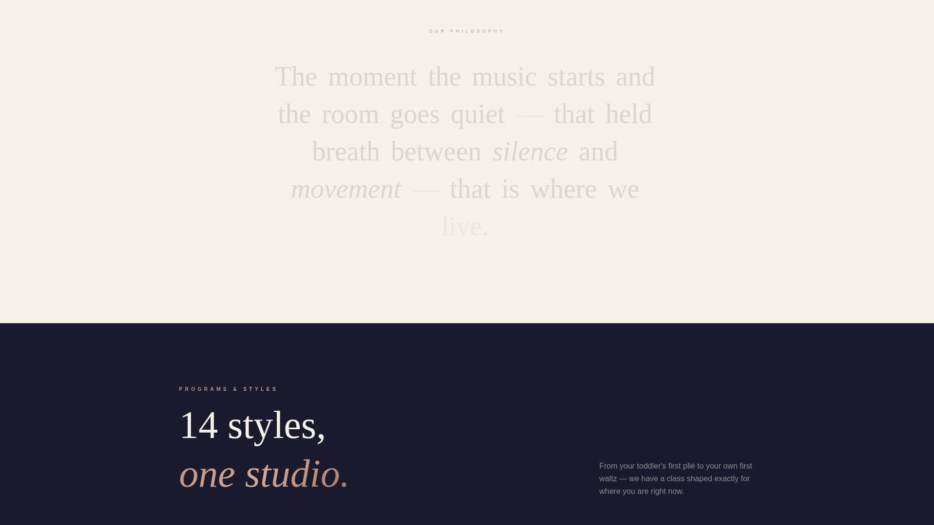 Pirouette — Refined Dance Studio Landing Page Template