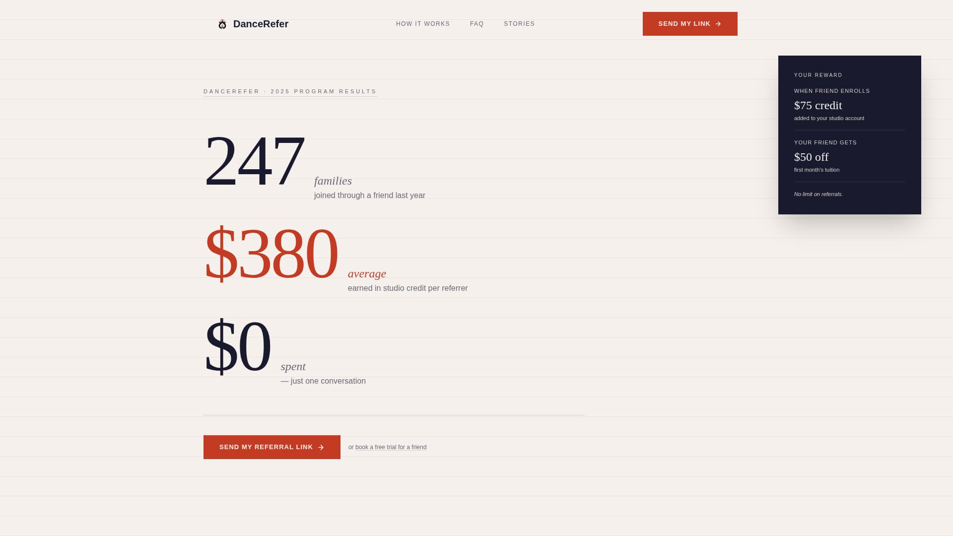 Refer - Trusted Danceschool Landing Page Template
