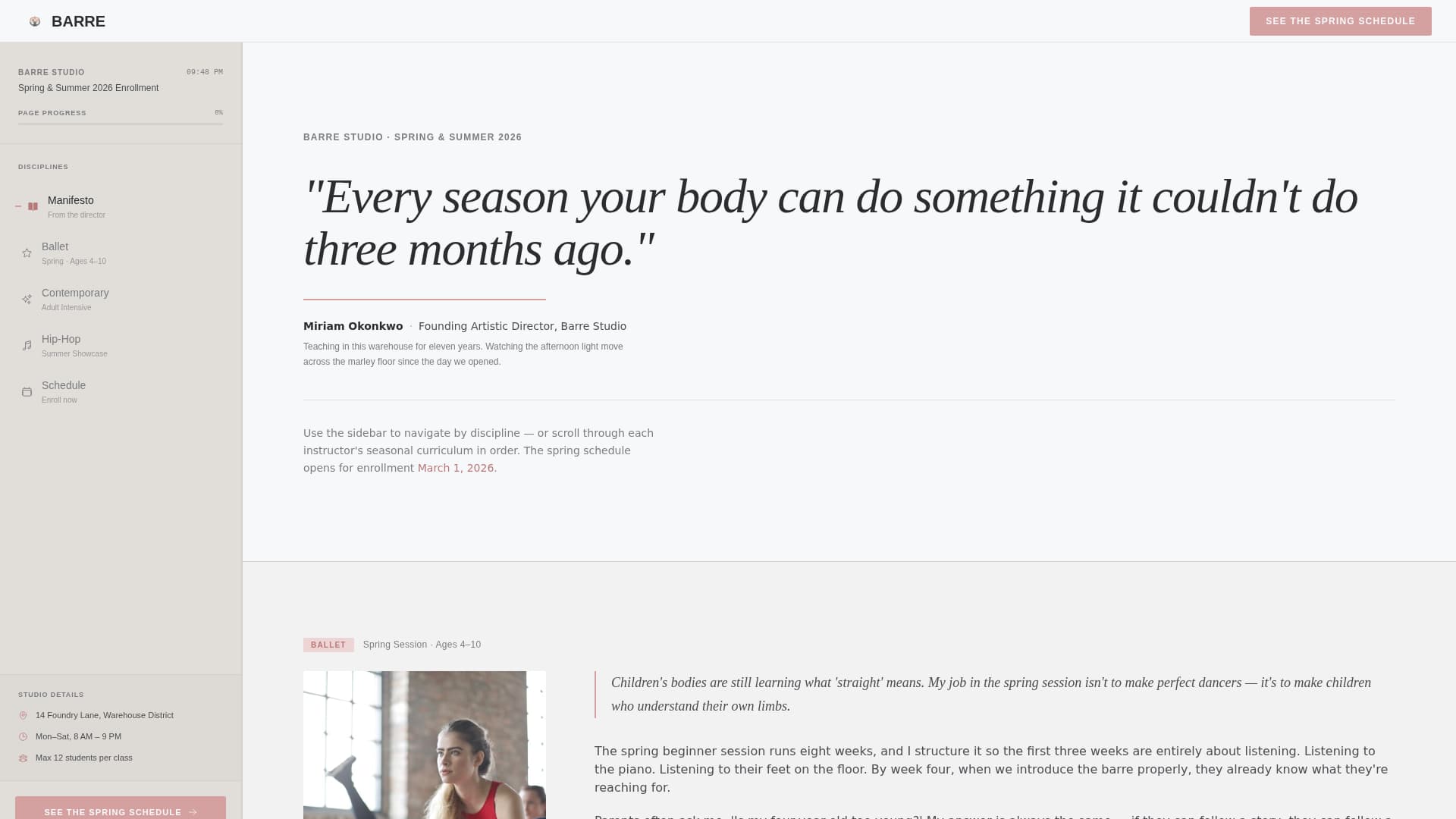 Barre - Inspiring Danceschool Landing Page Template