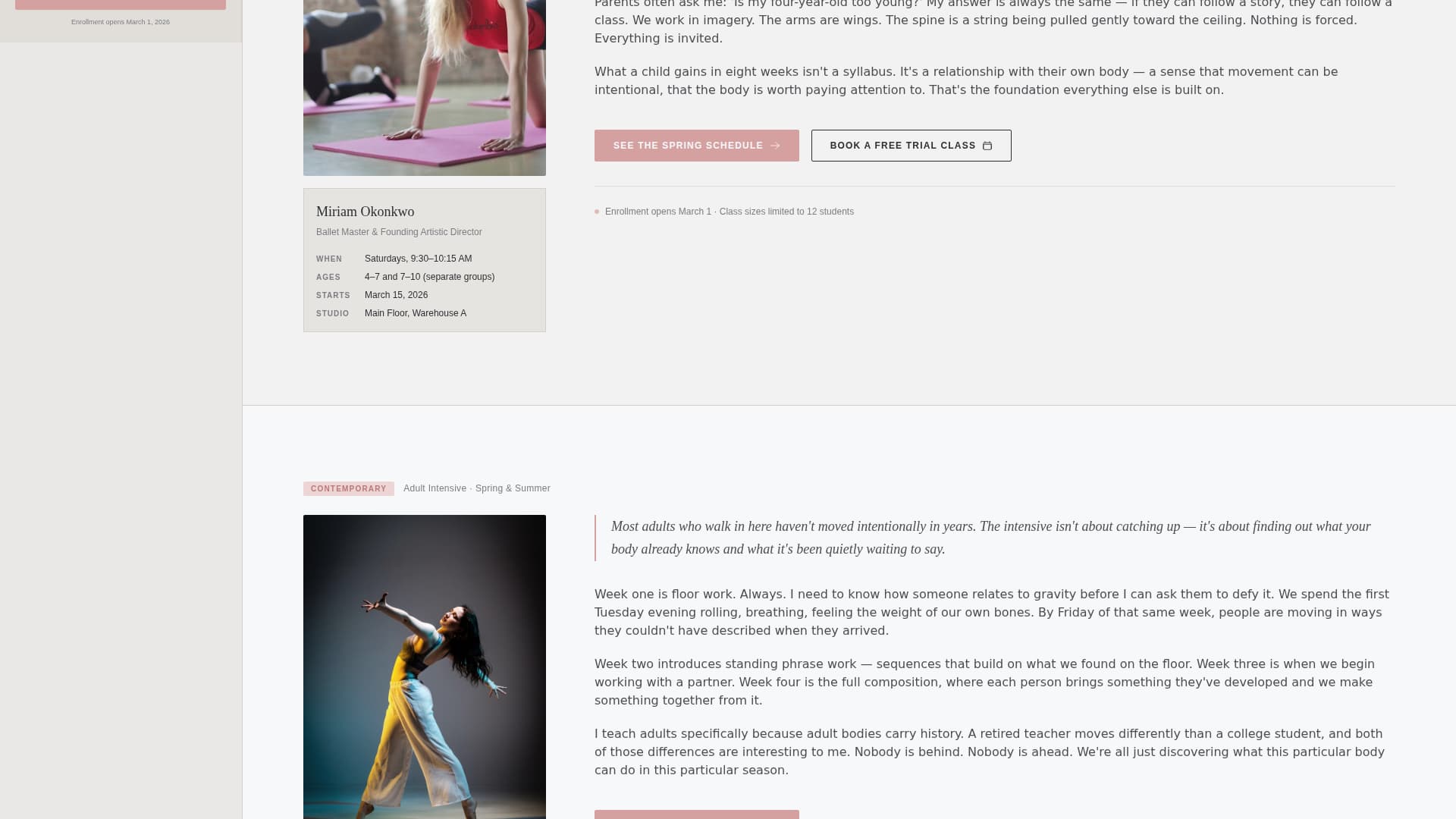 Barre - Inspiring Danceschool Landing Page Template
