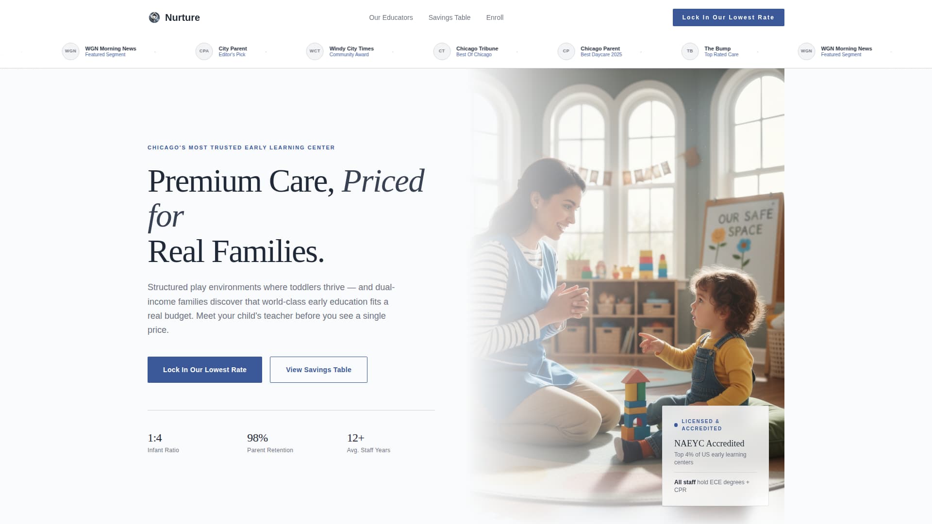 Embrace — Compassionate Infant Daycare Landing Page Template
