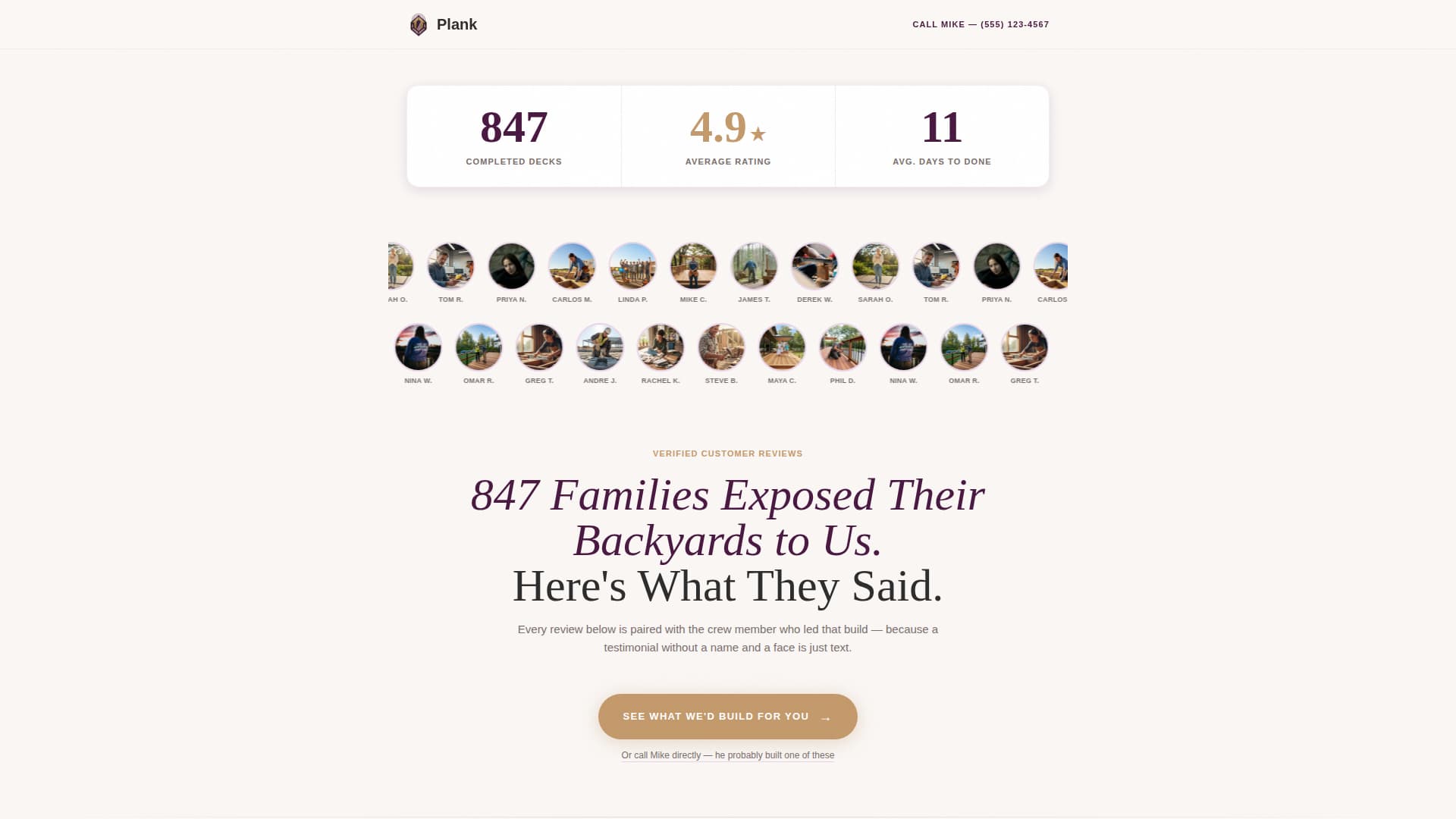 Plank - Trusted Deckbuilder Landing Page Template