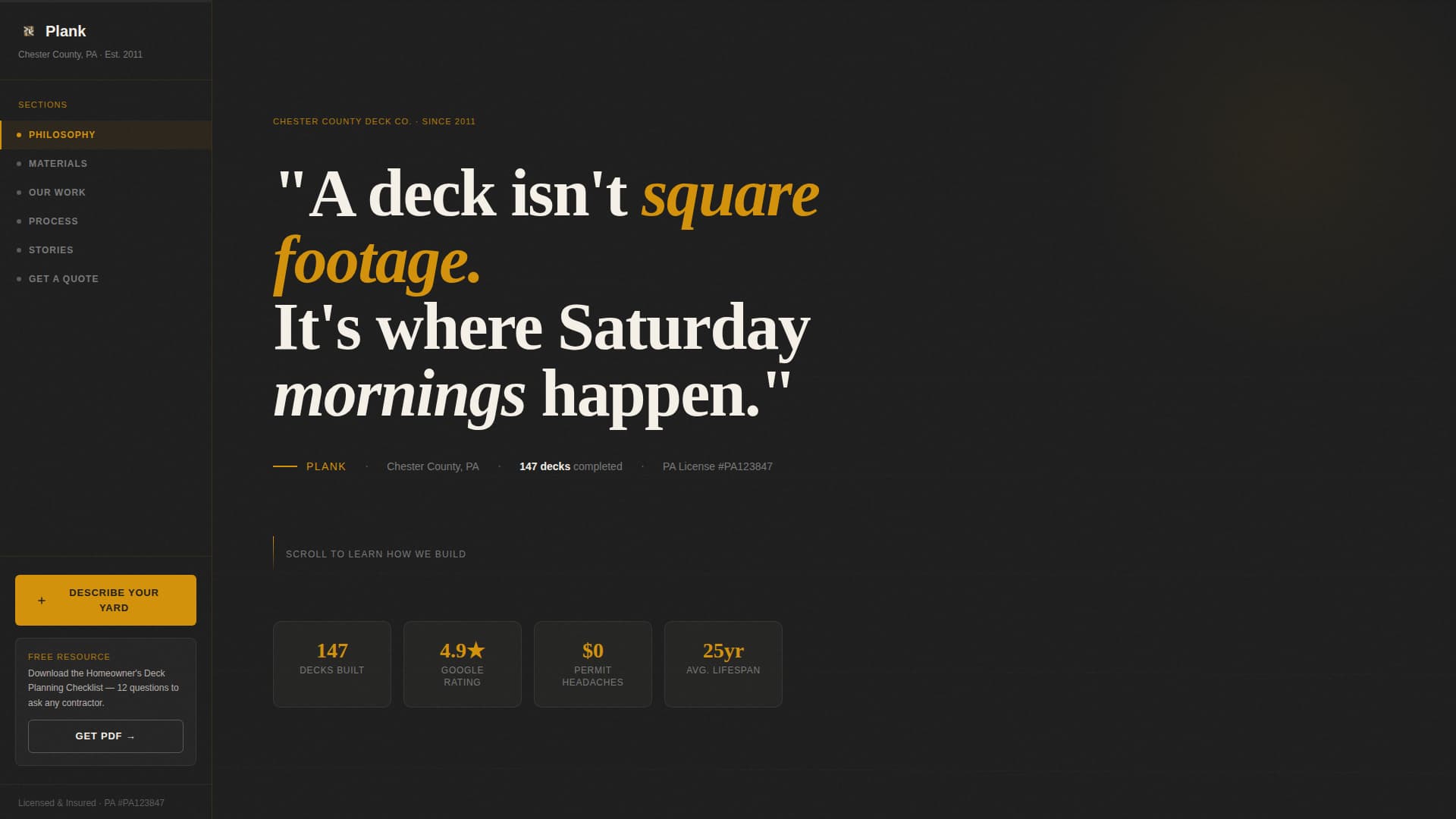 Timber — Authoritative Deck Builder Landing Page Template