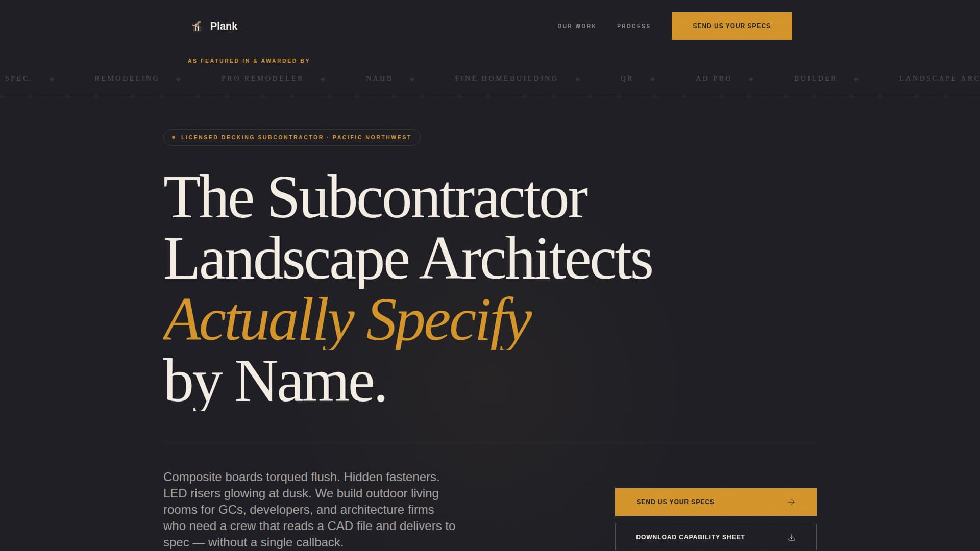 Plank - Executive Deckbuilder Landing Page Template
