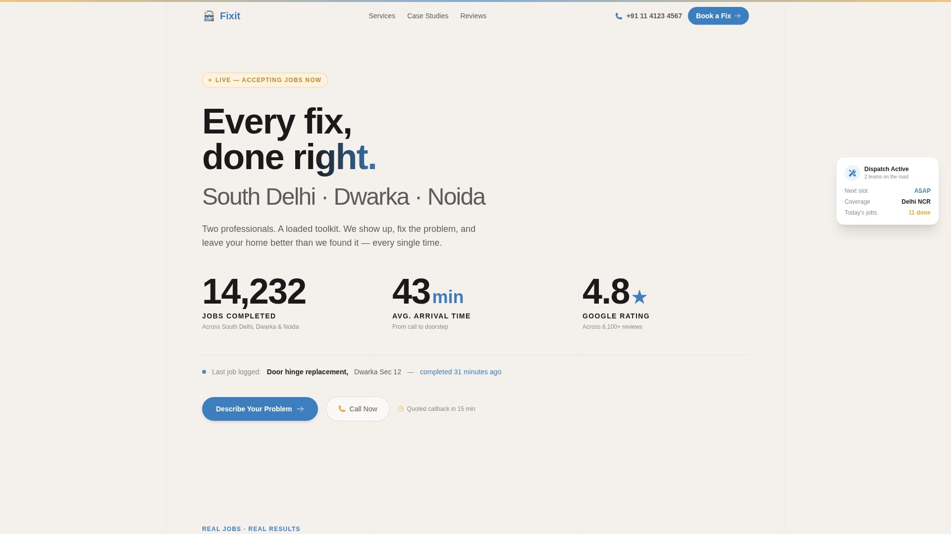 Fixit - Reliable Handyman Landing Page Template