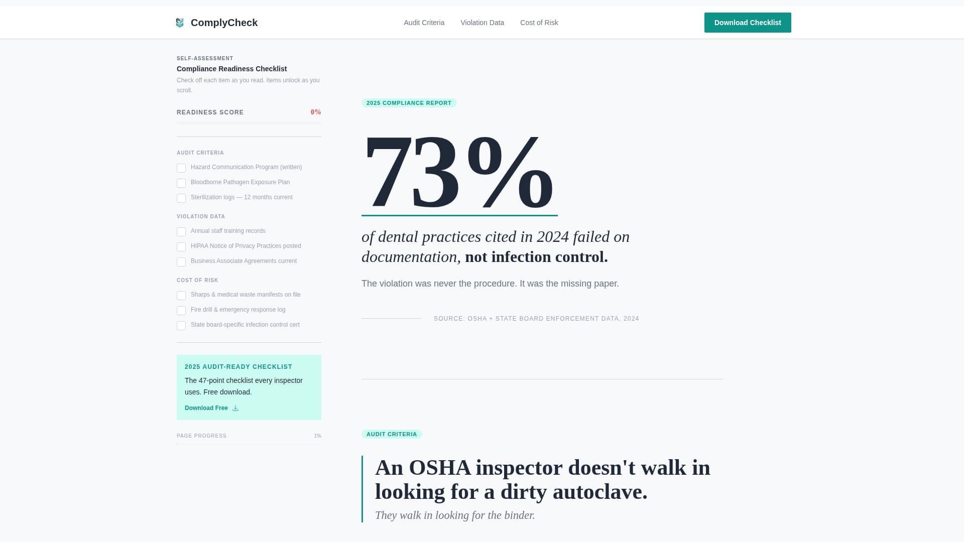 Comply - Auditready Dental Landing Page Template