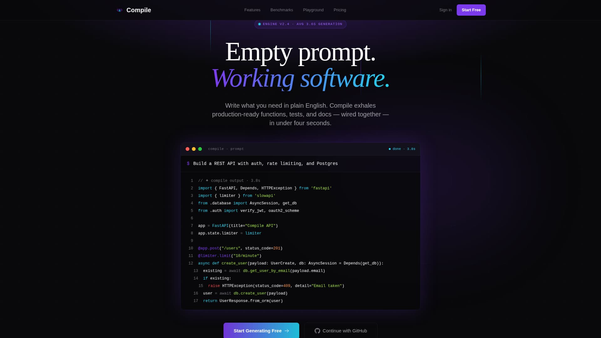 Compile - Velocity Code Landing Page Template