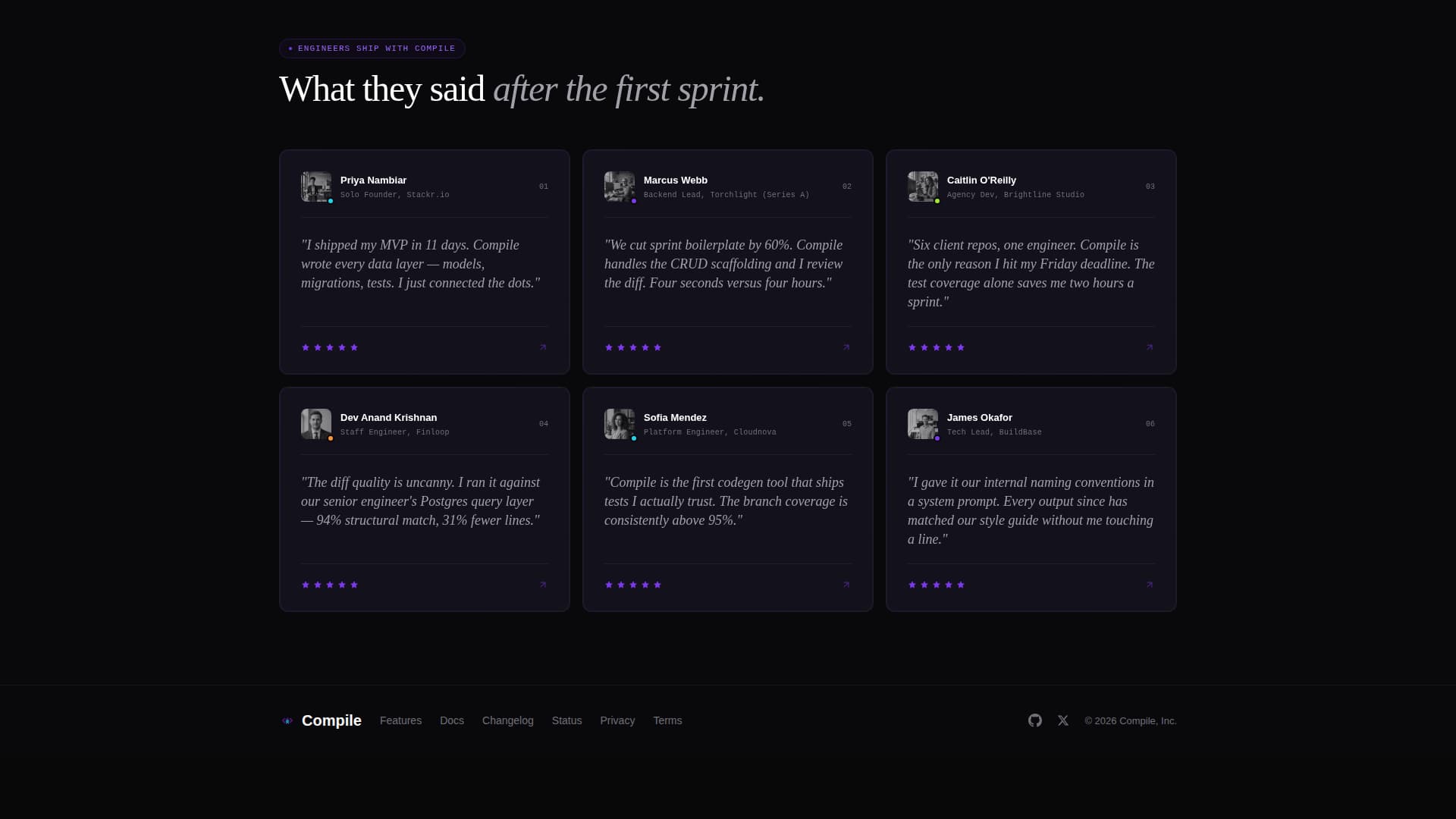 Compile - Velocity Code Landing Page Template