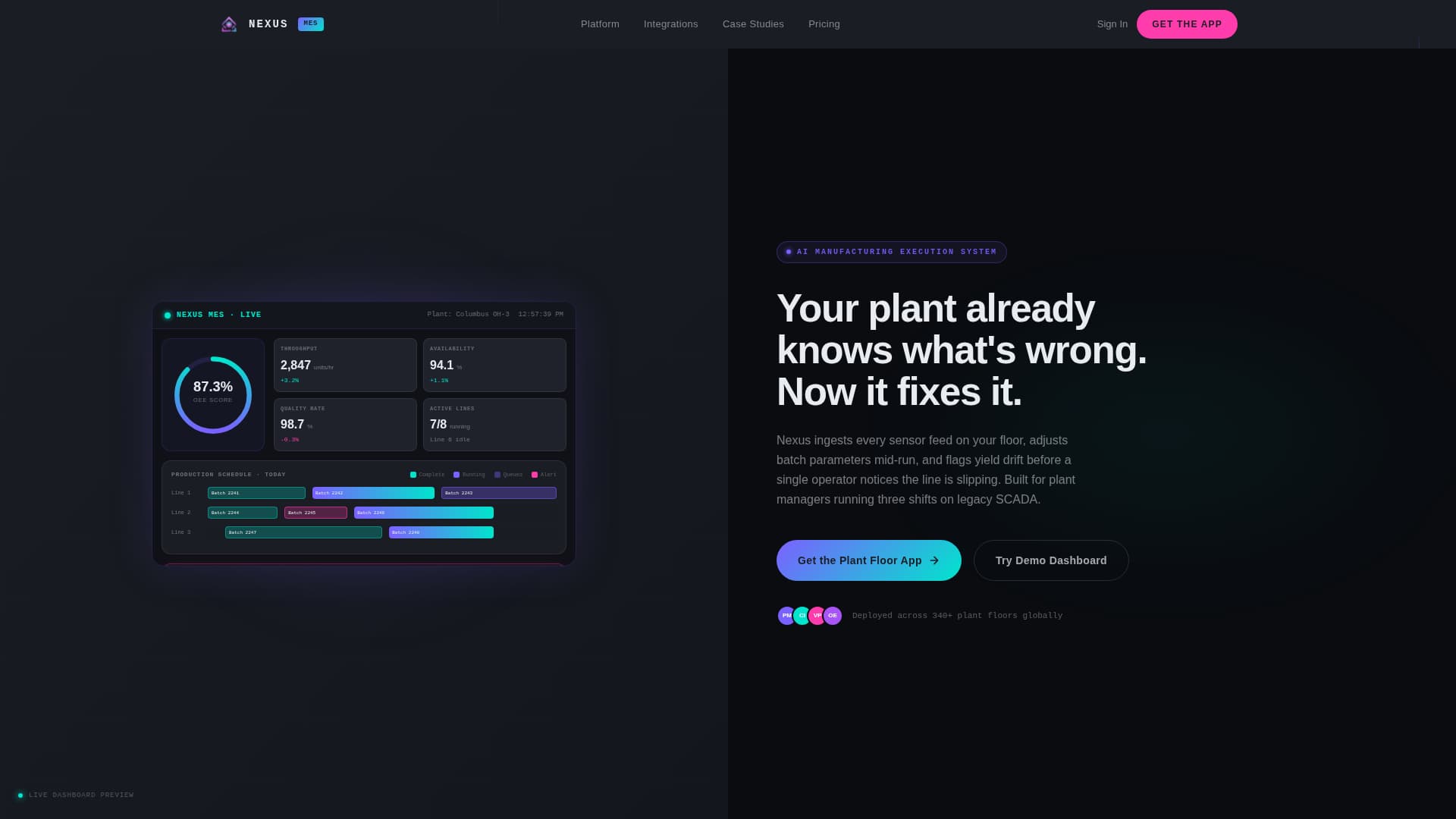 Nexus - Intelligent Manufacturing Landing Page Template