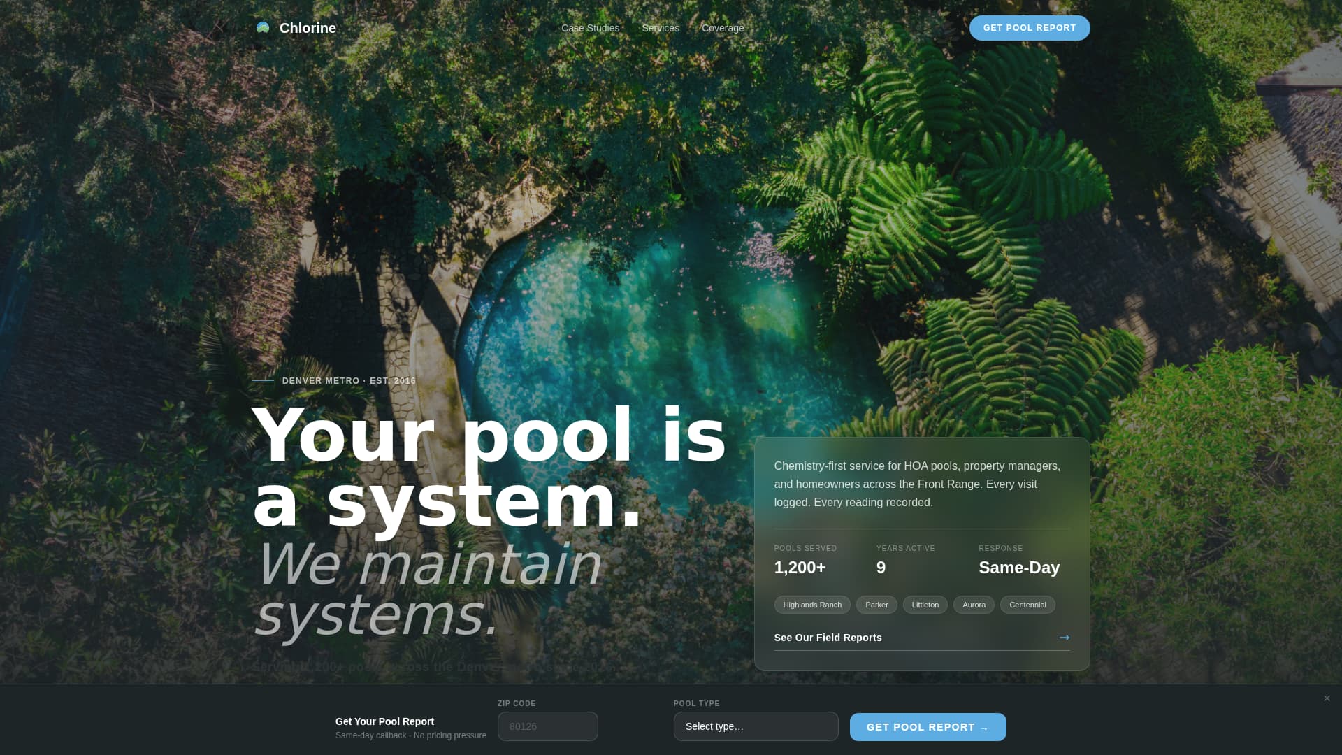 Chlorine - Precision Poolcleaning Landing Page Template
