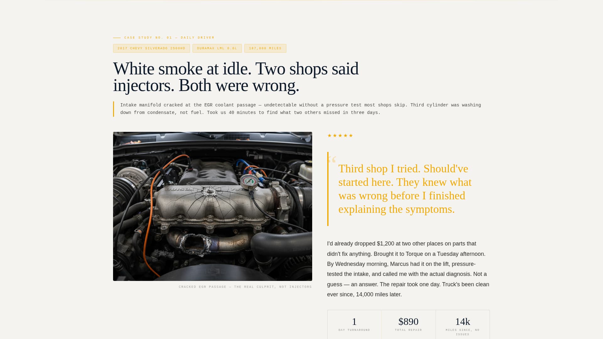 Torque - Authoritative Diesel Landing Page Template