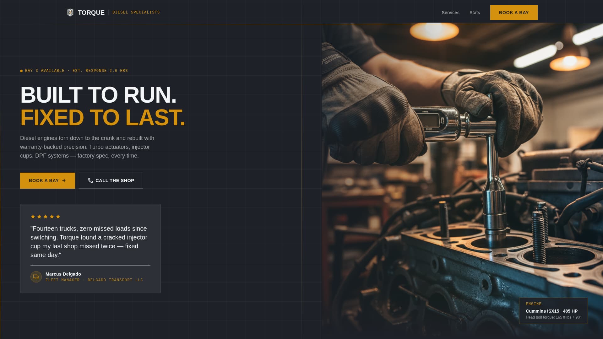 Torque - Precision Dieselmechanic Landing Page Template