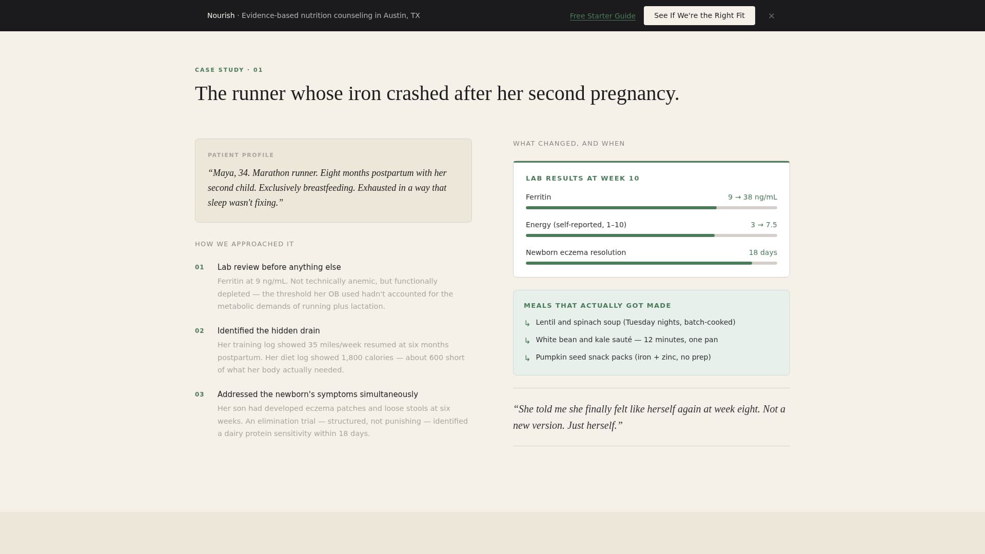Nourish - Evidencebased Dietitian Landing Page Template
