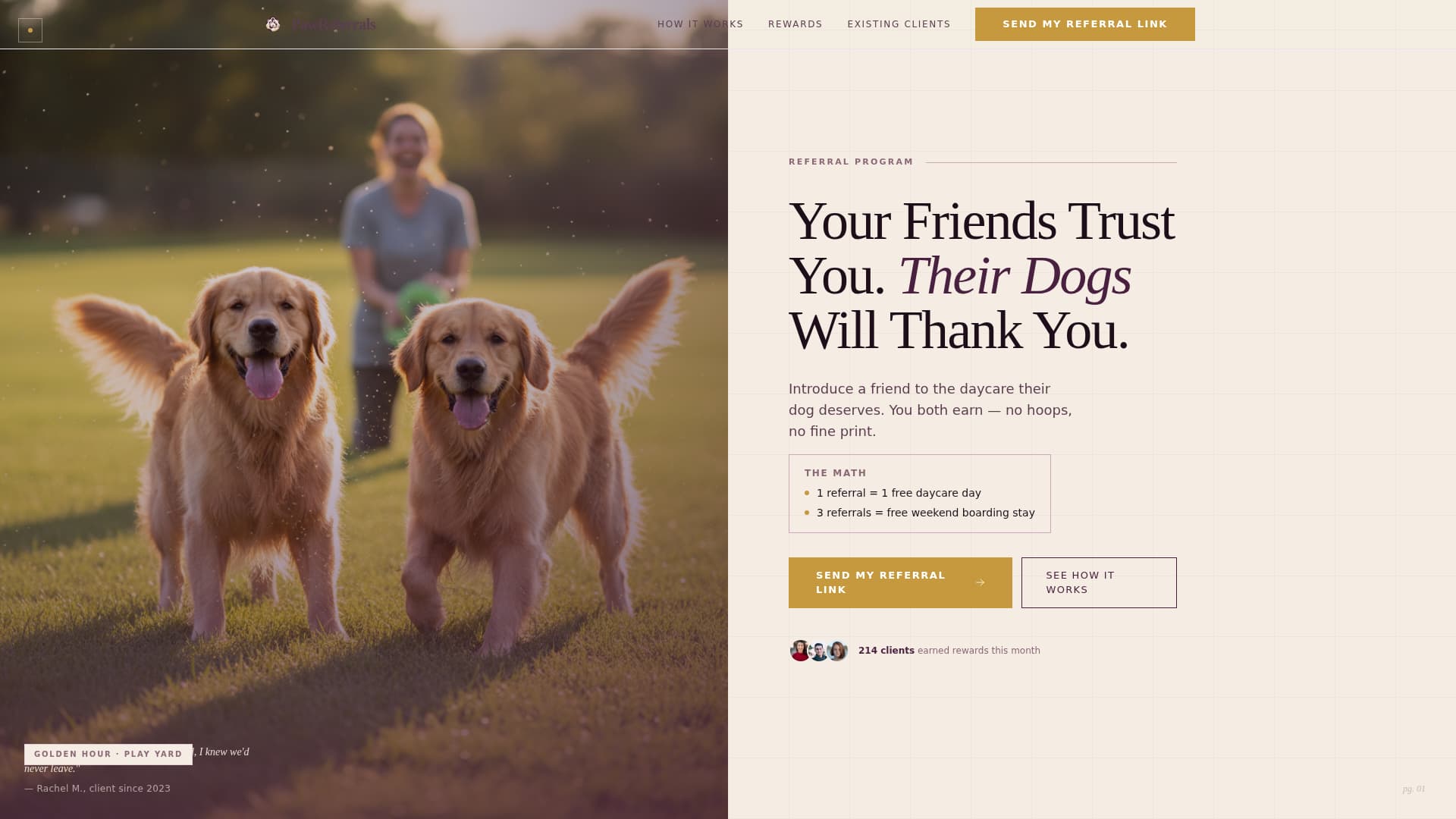 Pawreferrals - Sophisticated Daycare Landing Page Template