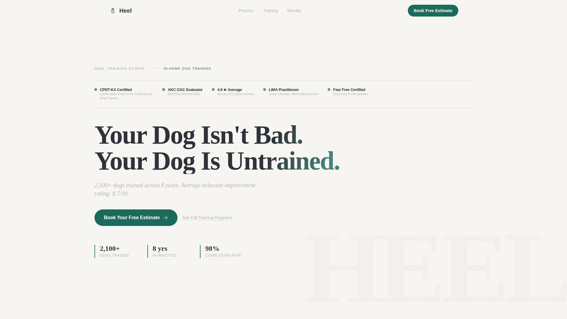 Heel - Trusted Dogtrainer Landing Page Template